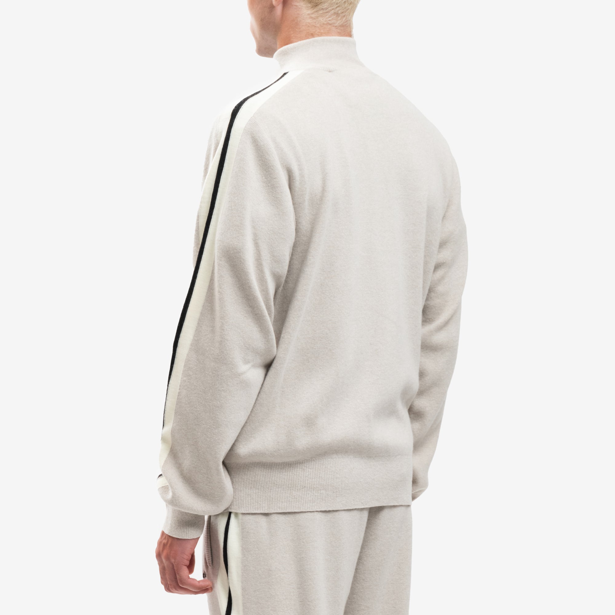 Palm Angels Classic Logo Knit Track Jacket Light Beige - 4