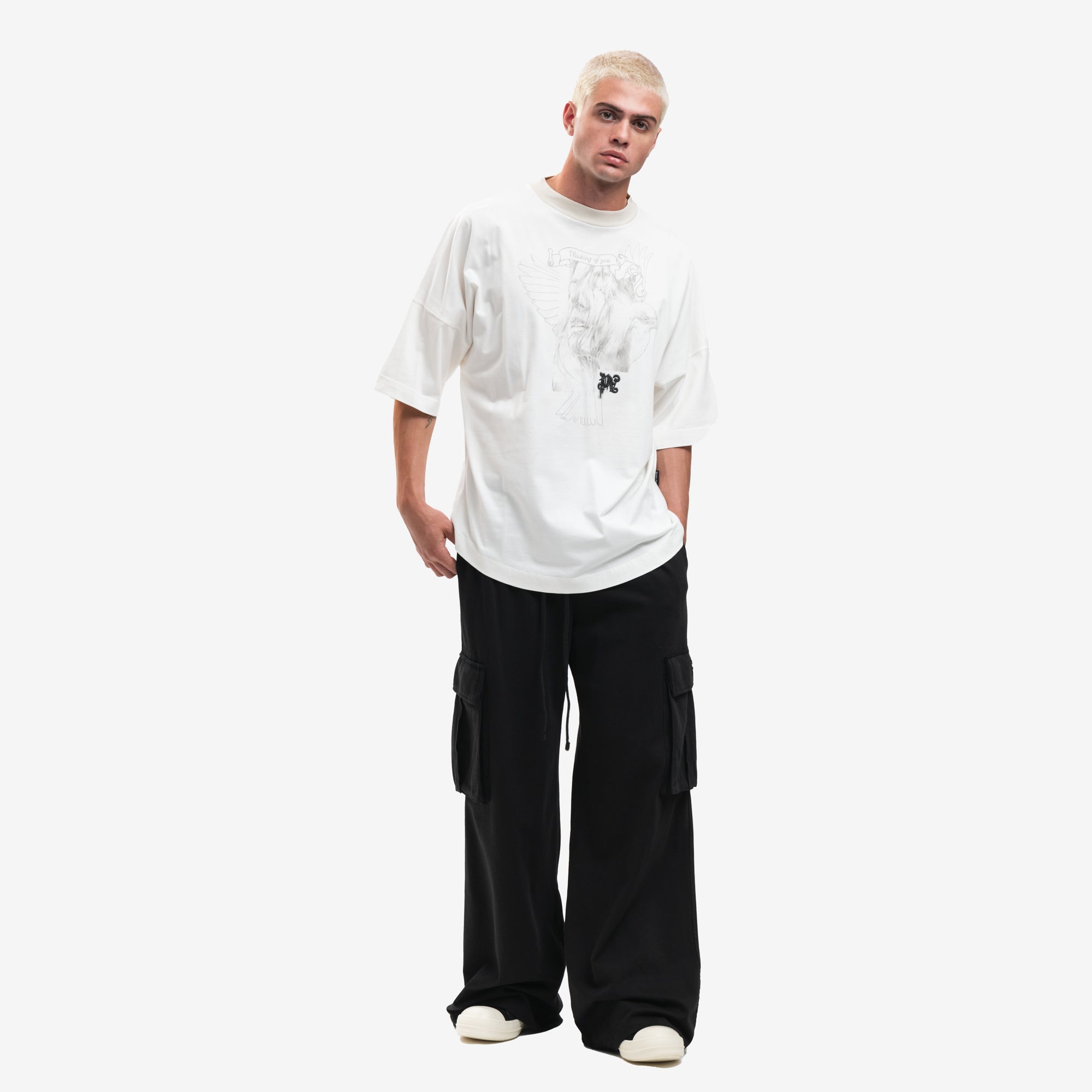Palm Angels Portrait Pencil Over T-Shirt Off White - 2
