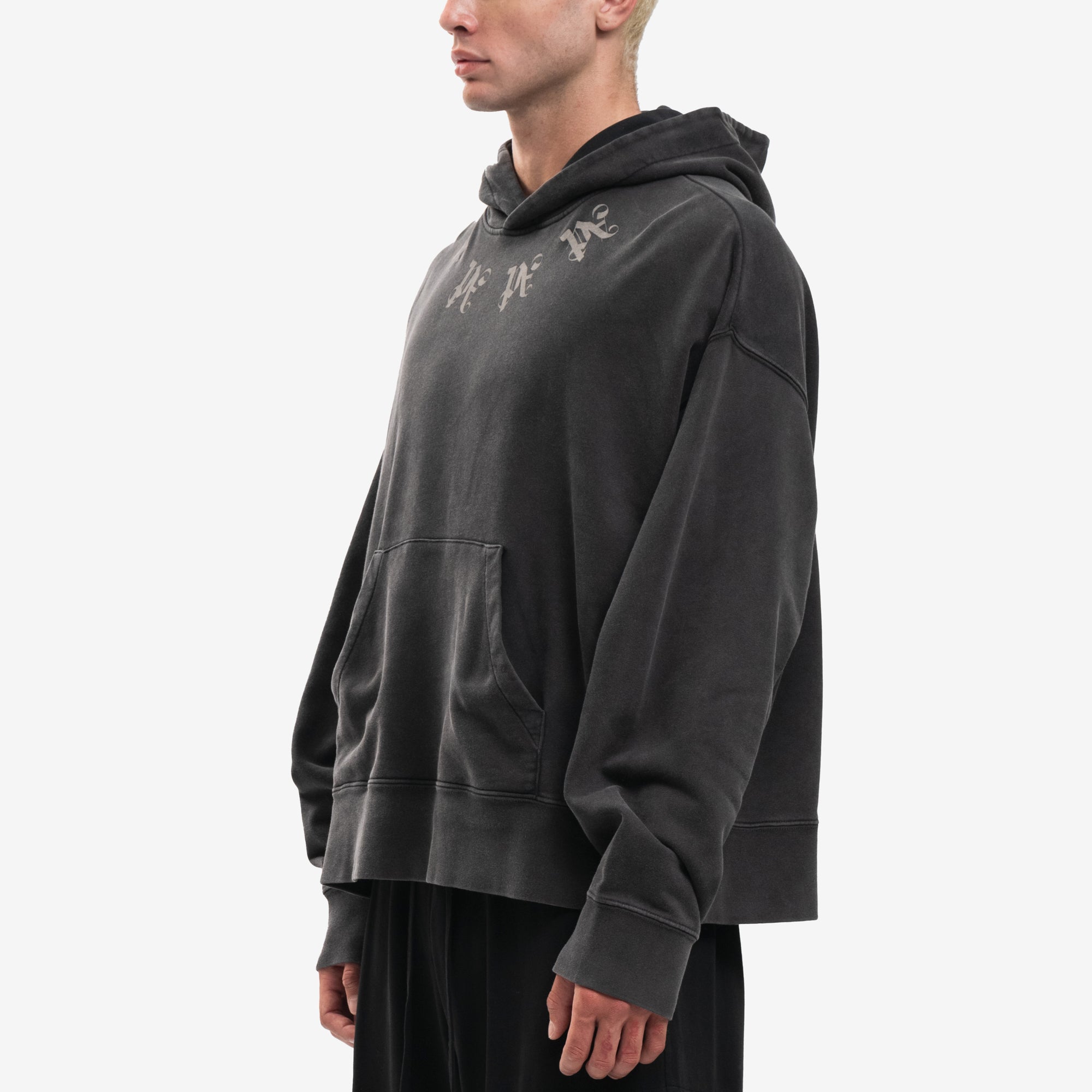 Palm Angels Statement Monogram Hoodie Black - 3