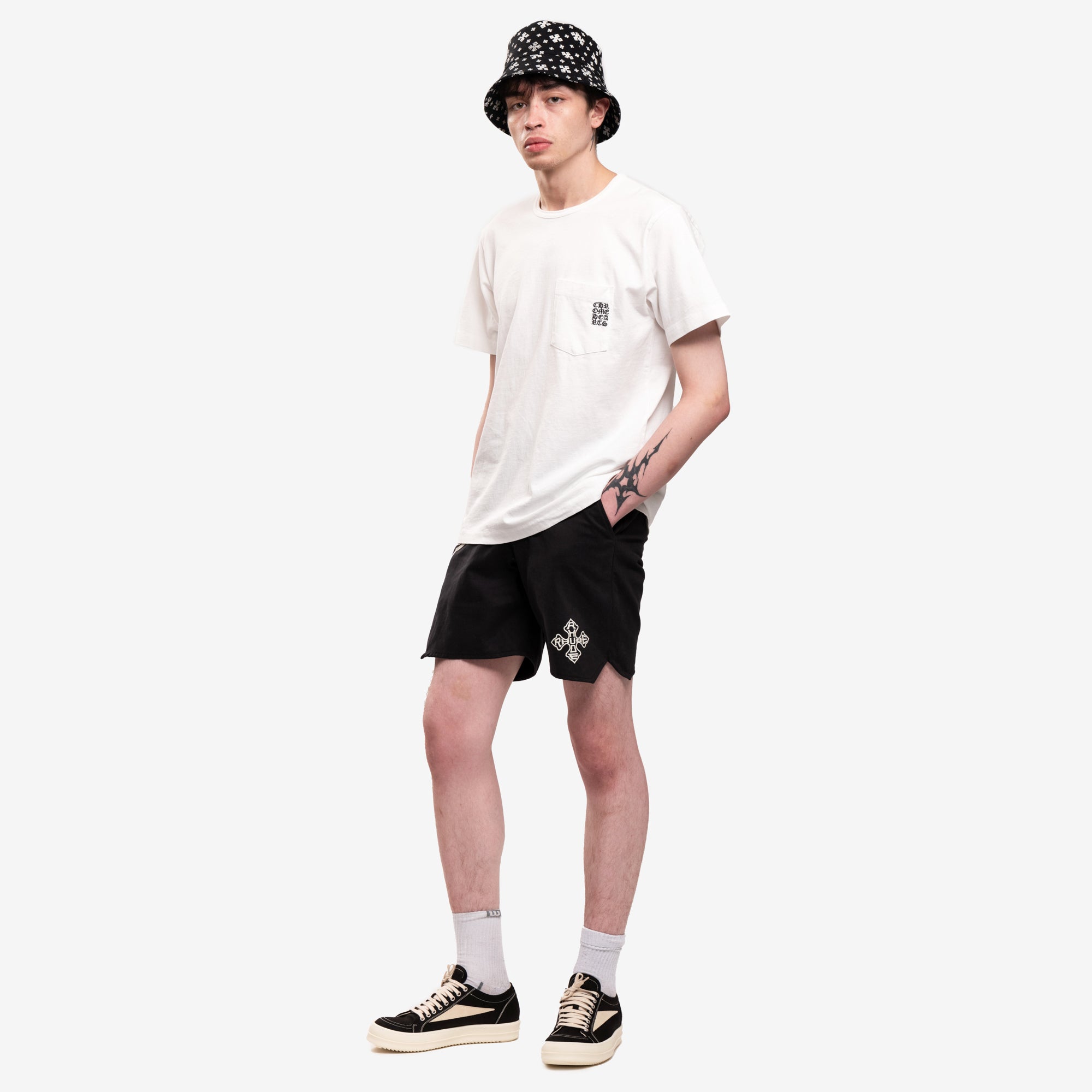 Rhude Cross Logo Twill Shorts Black - 2