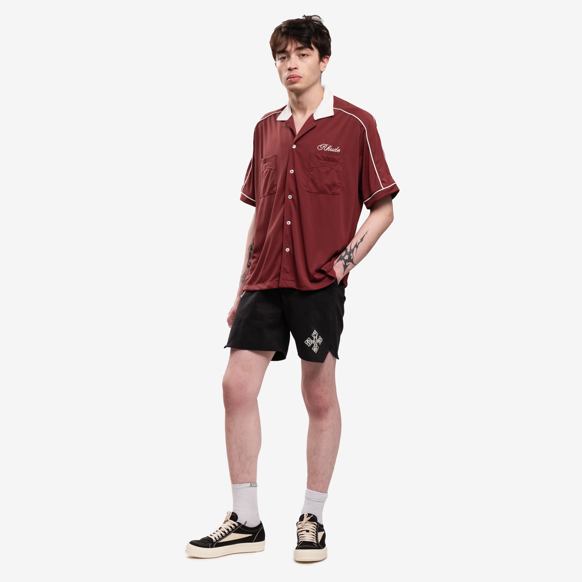 Rhude Mont Blanc Bowling Shirt Maroon - 2