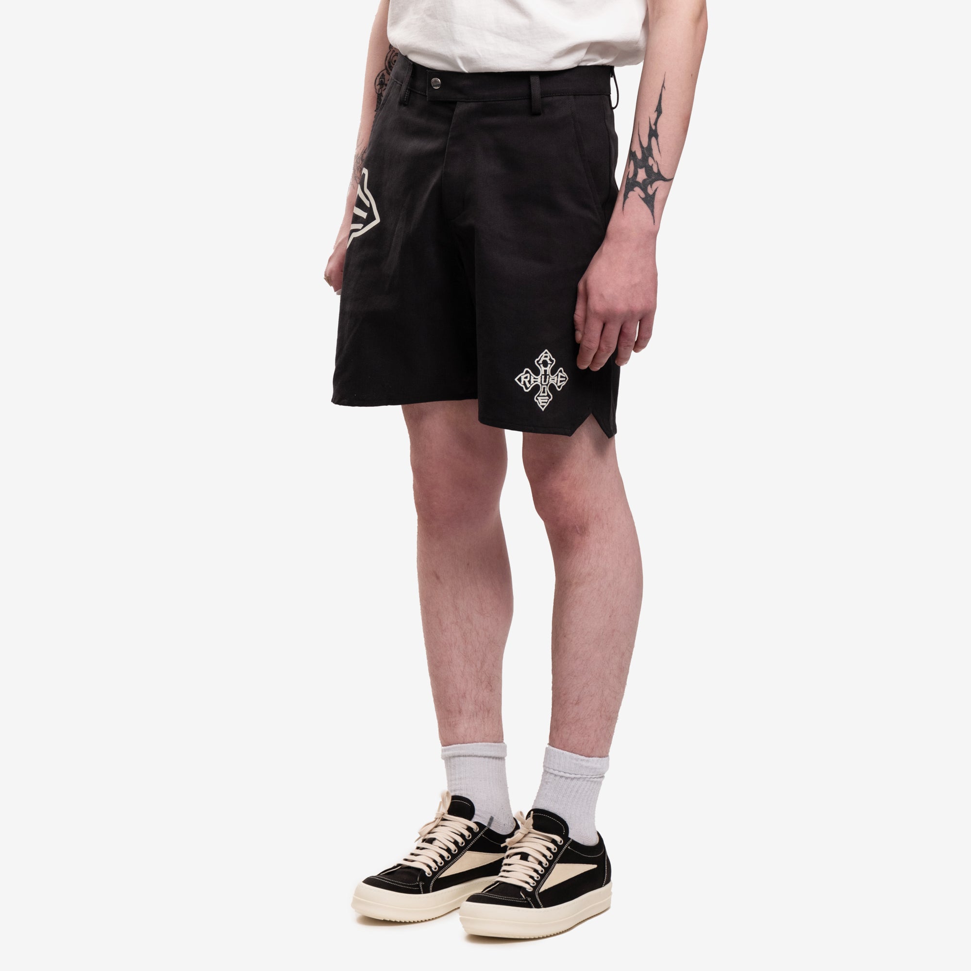 Rhude Cross Logo Twill Shorts Black - 3