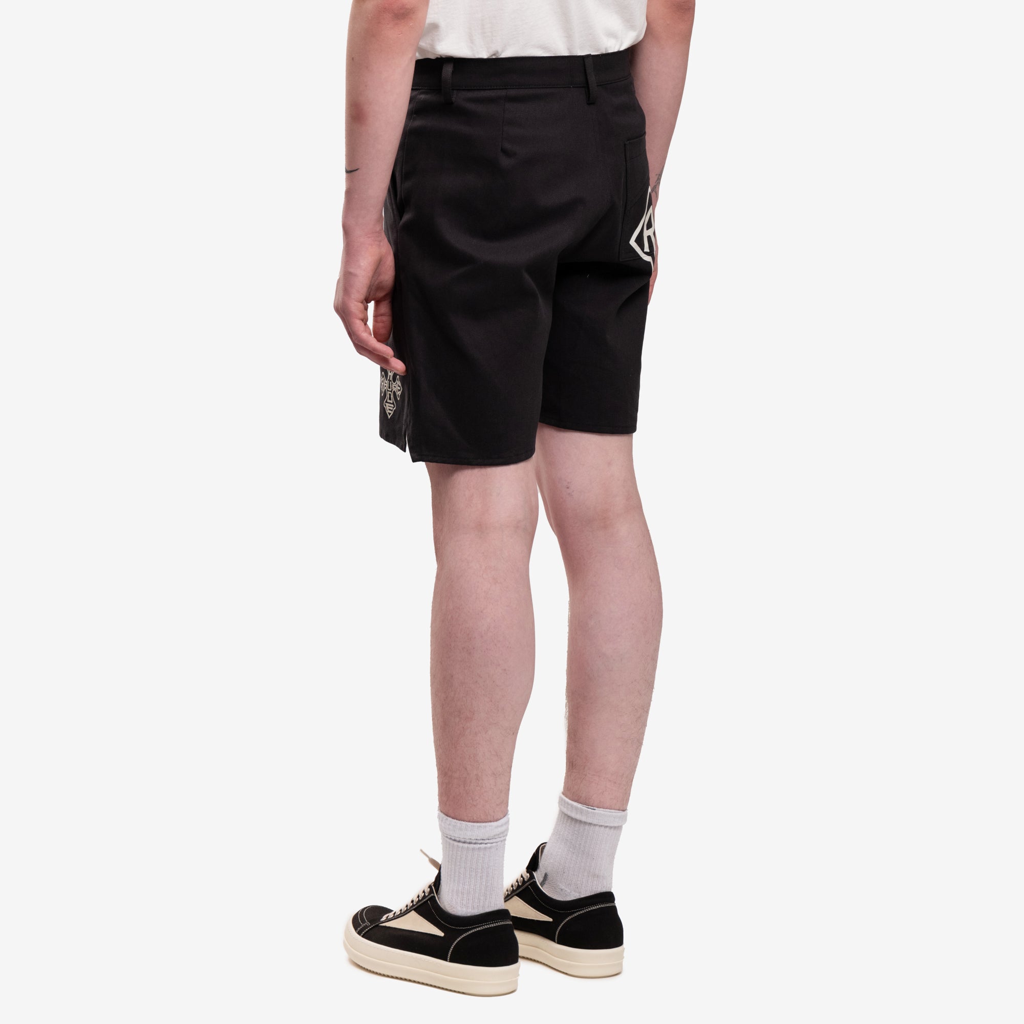 Rhude Cross Logo Twill Shorts Black - 4