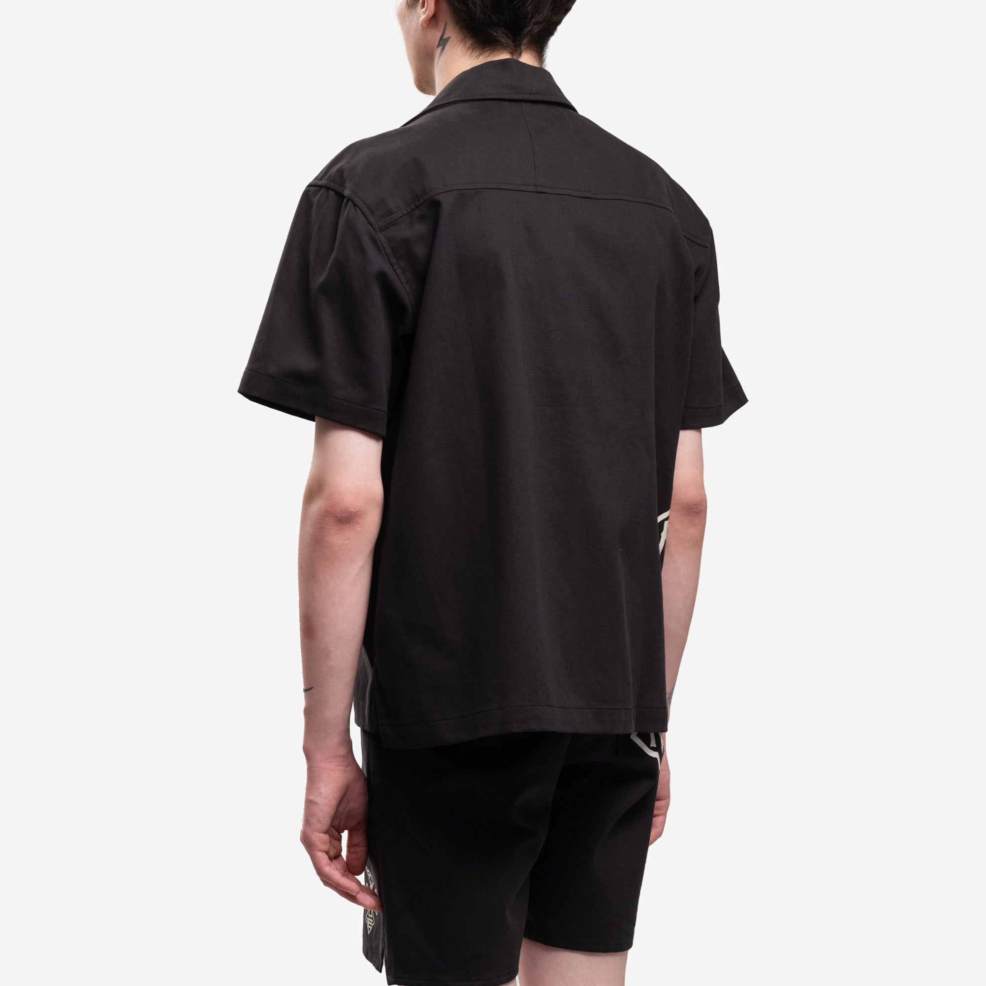 Rhude Cross Logo Bowling Shirt Black - 4