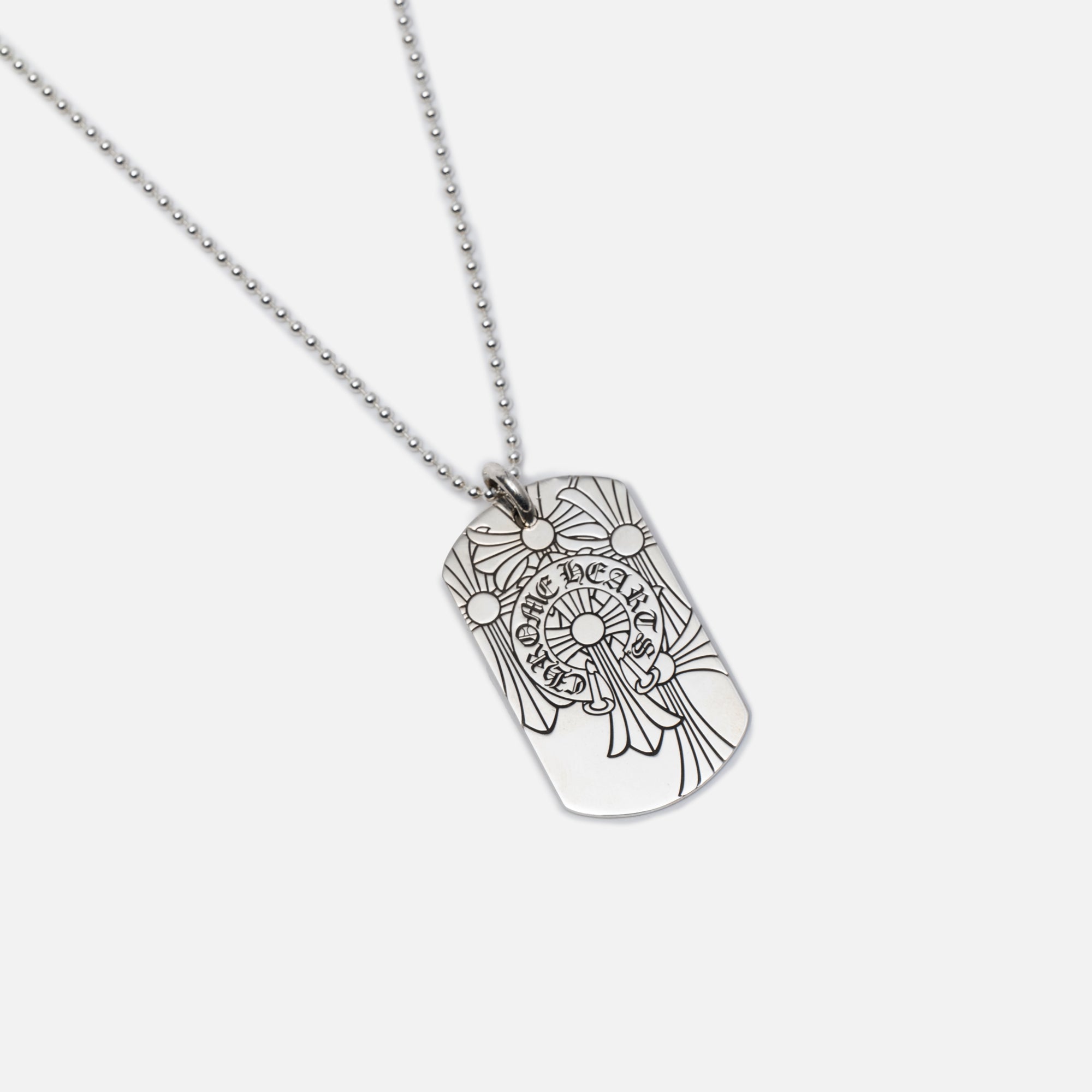 Chrome Hearts CH Cemetery Crosses Dog Tag Necklace Silver - 3