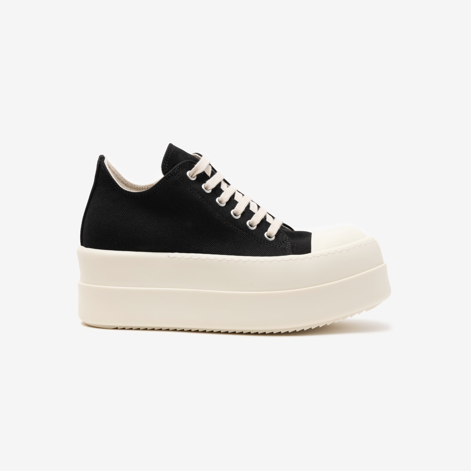 Rick Owens DRKSHDW Womens Double Bumper Low Sneaks Black/Milk/Milk - 3