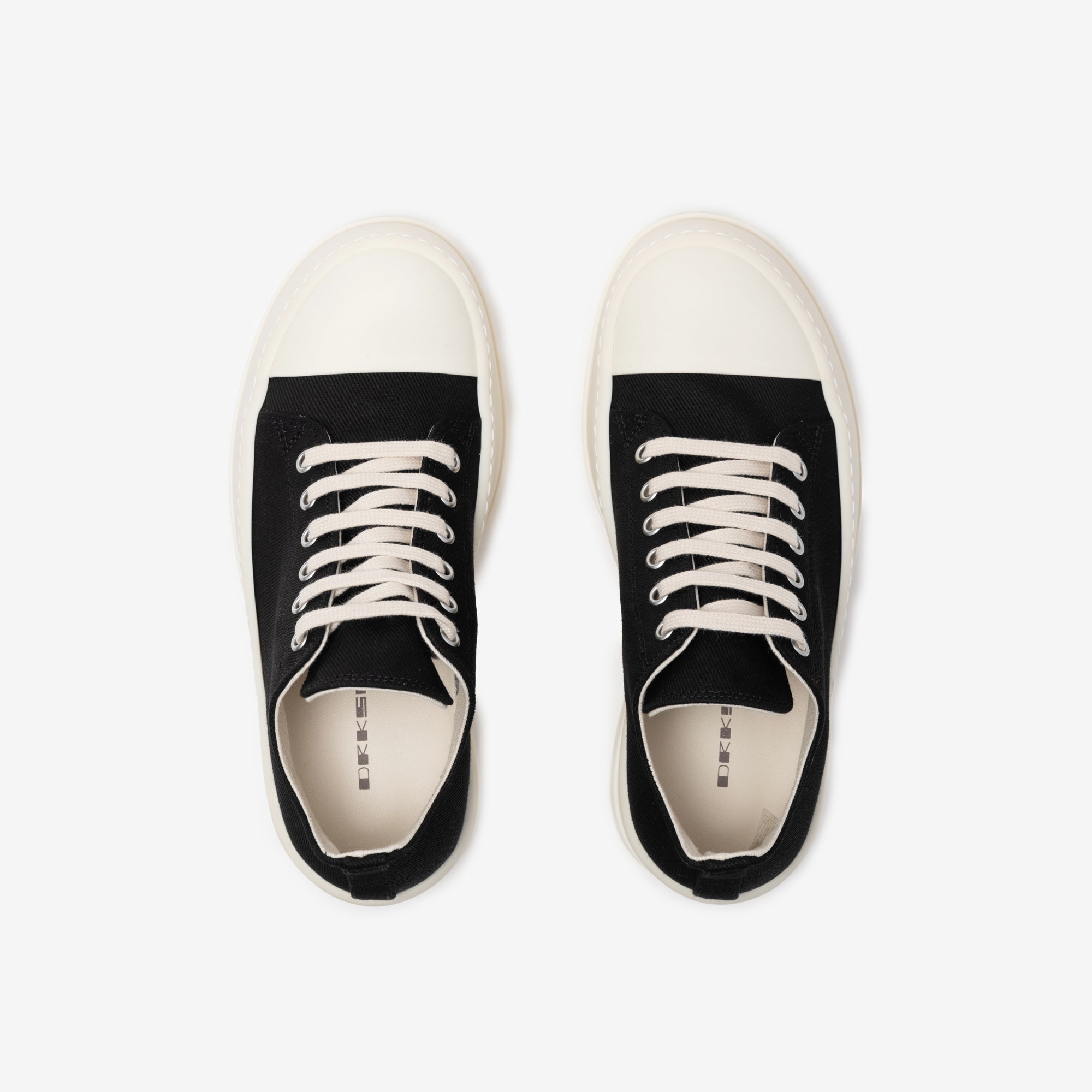 Rick Owens DRKSHDW Womens Double Bumper Low Sneaks Black/Milk/Milk - 6