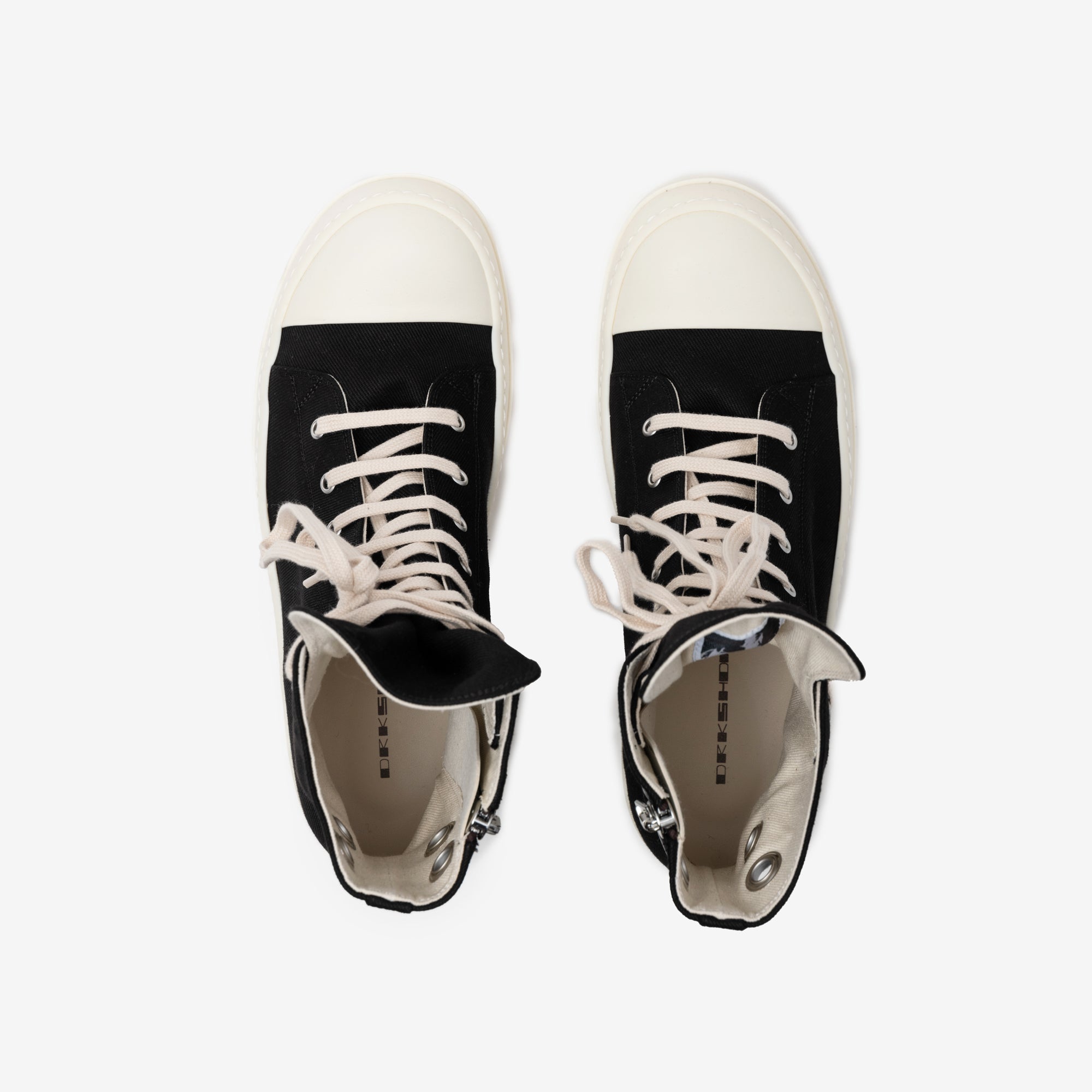 Rick Owens DRKSHDW Womens High - Top Sneaks Black/Milk/Milk - 6