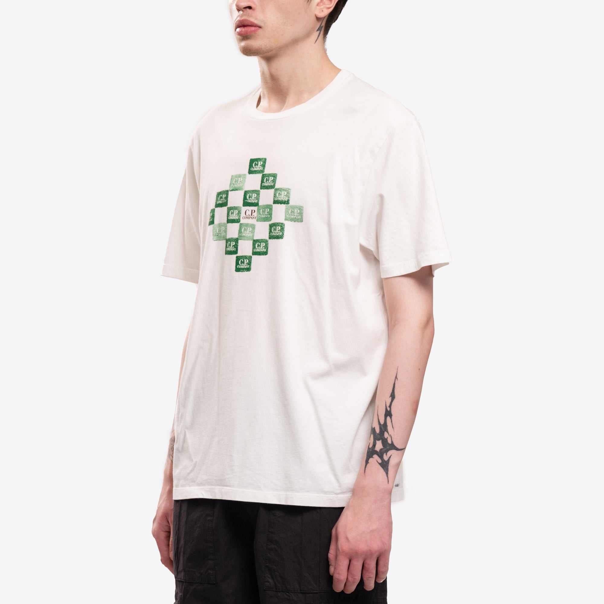 C.P. Company Logo Grid T-Shirt Gauze White - 3