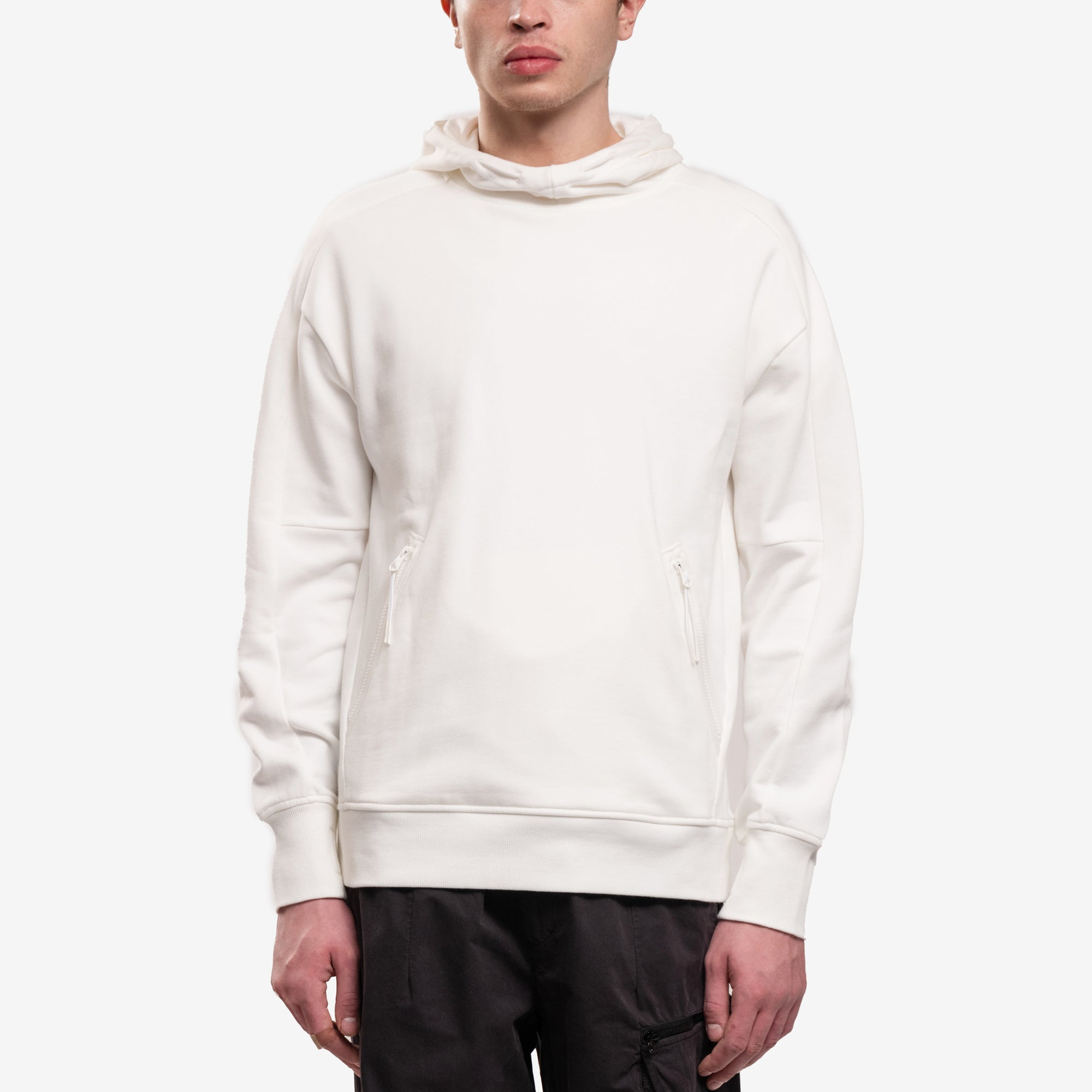 C.P. Company Diag Raised Fleece Goggle Hoody Gauze White - 1