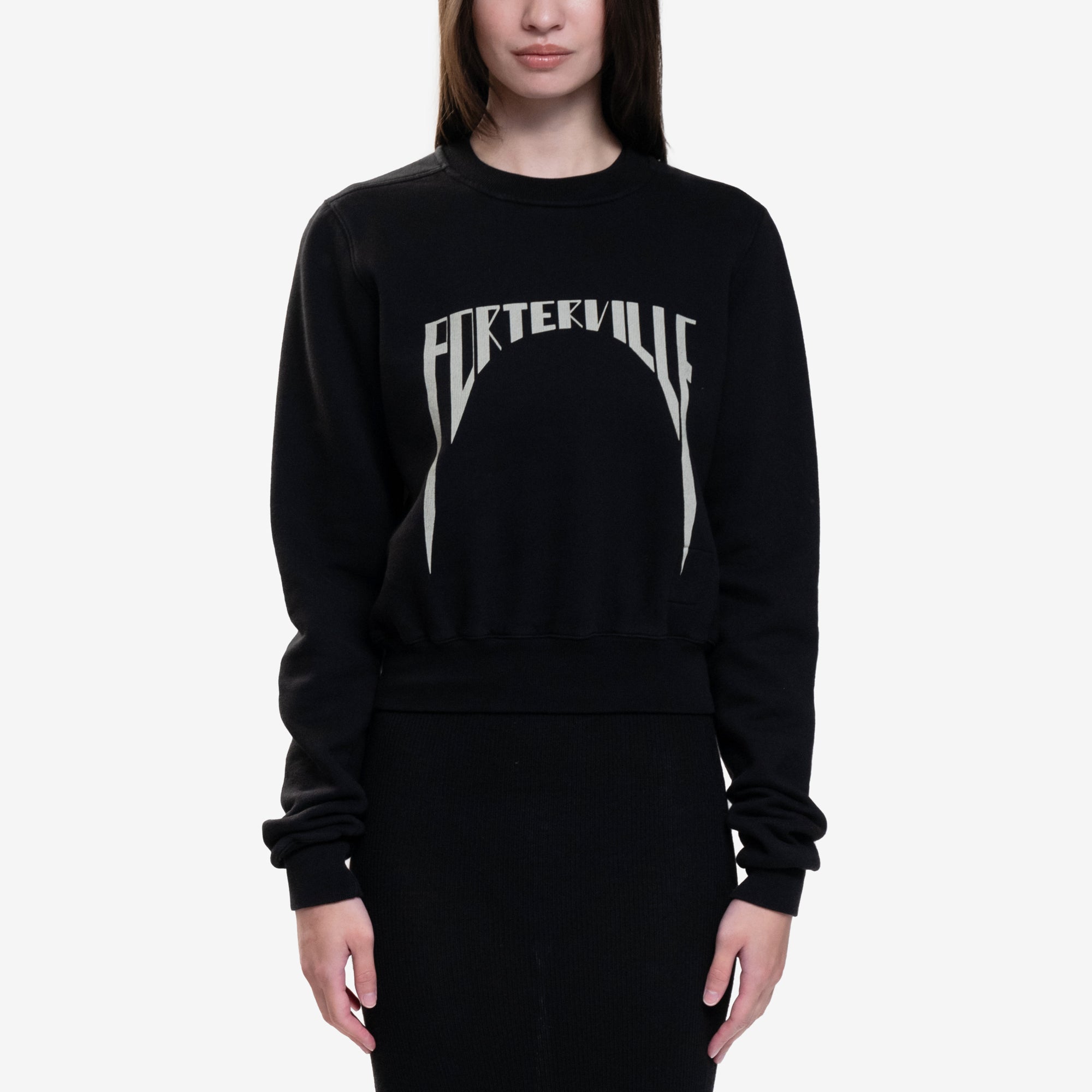 Rick Owens DRKSHDW Womens Cropped Sweatshirt Black - 1