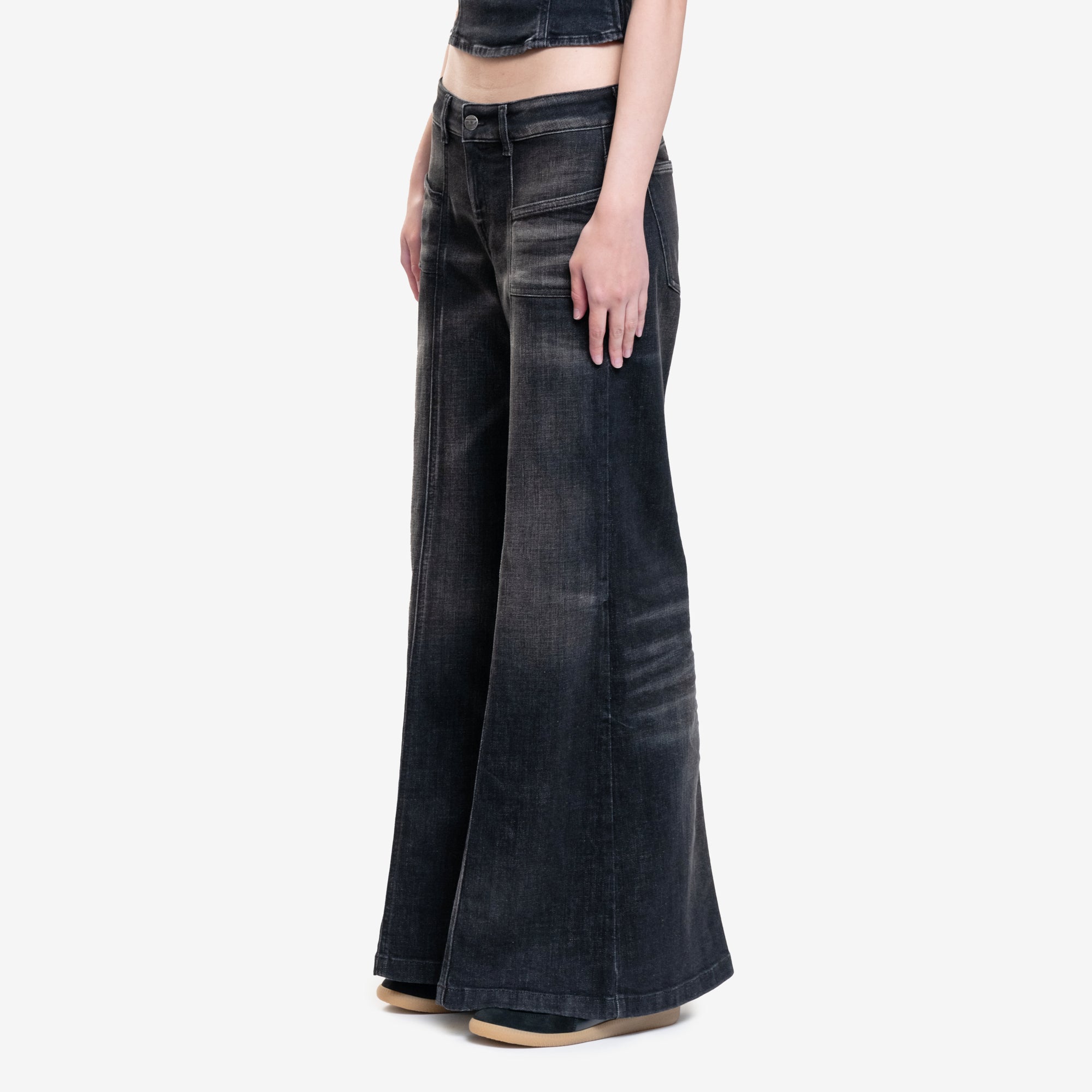 DIESEL Womens AKII Flare Jeans Black - 4