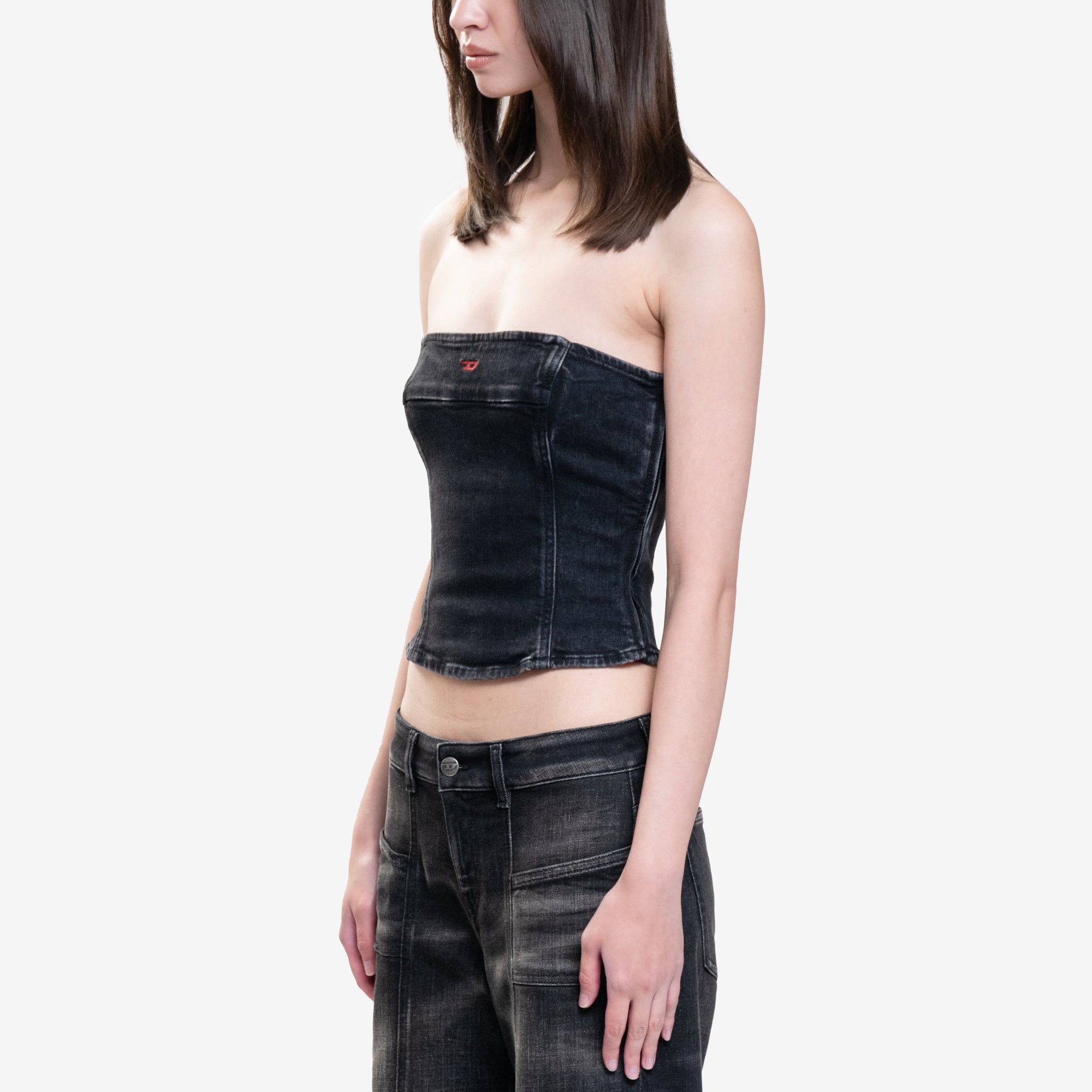 DIESEL Womens Deville Denim Tube Top Black - 3