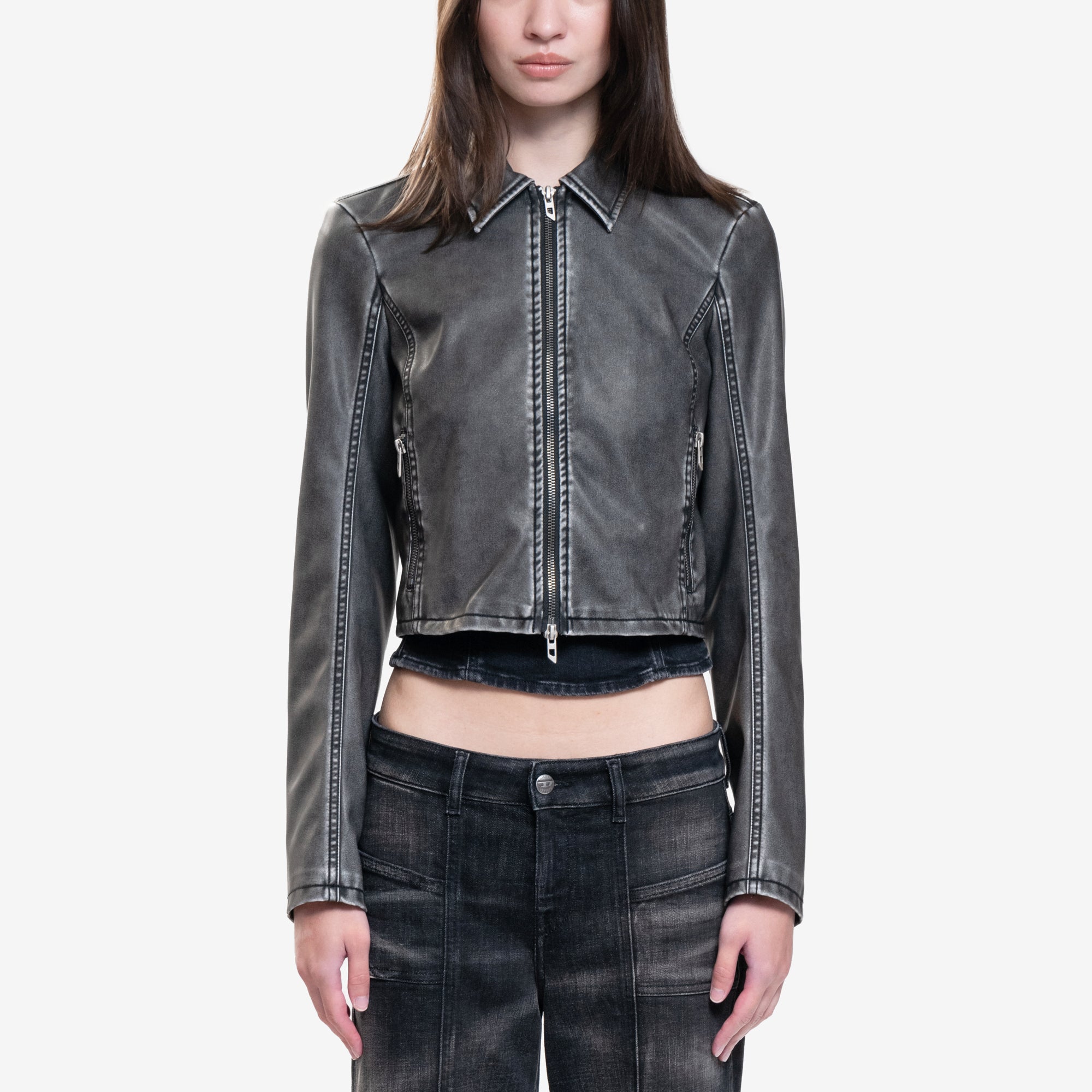 DIESEL Womens OTA Biker Jacket Black - 1