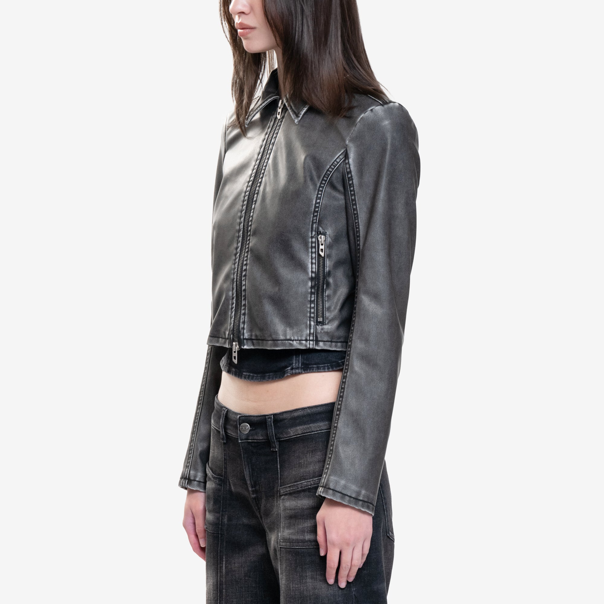 DIESEL Womens OTA Biker Jacket Black - 3
