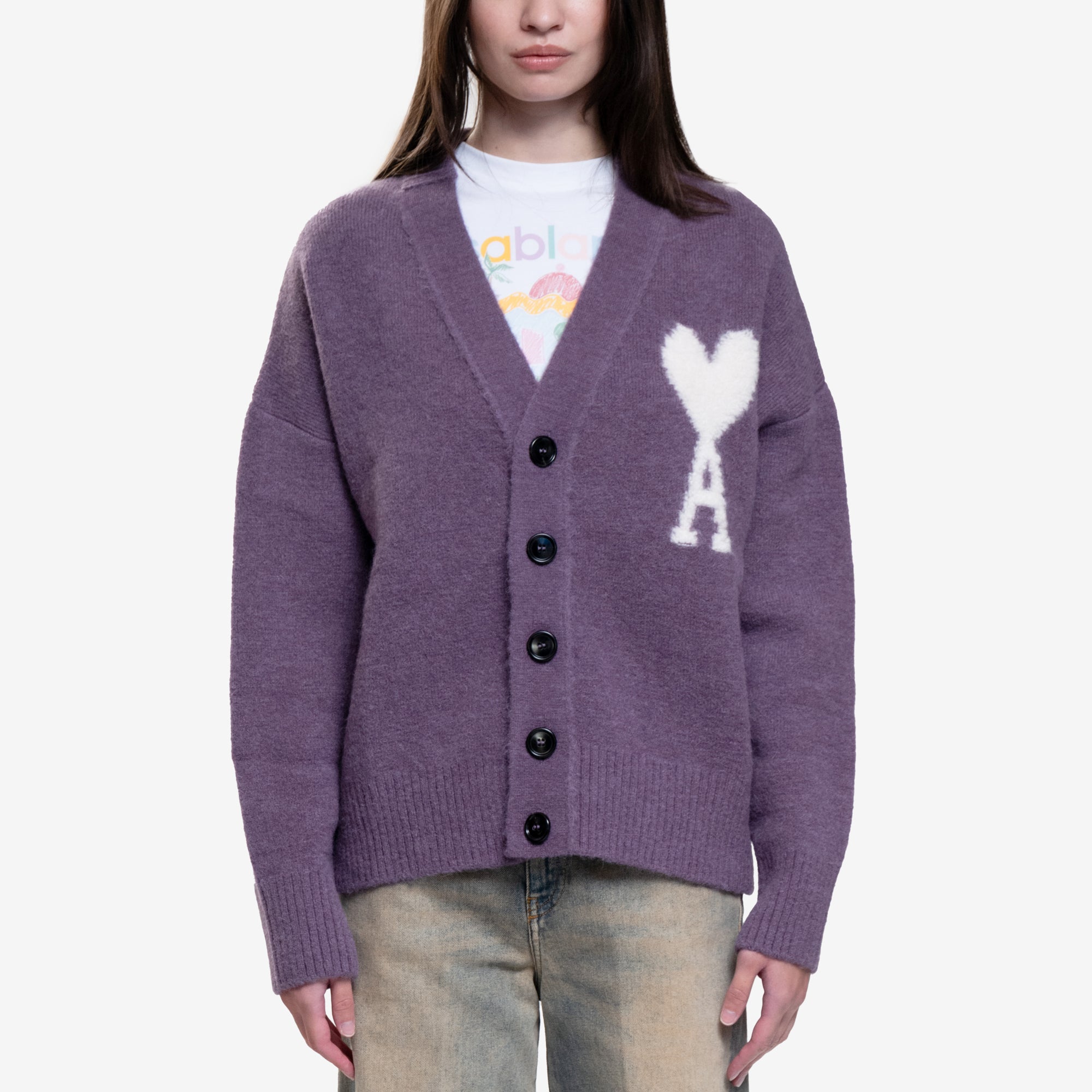 AMI Off White ADC Cardigan Lilac - 1
