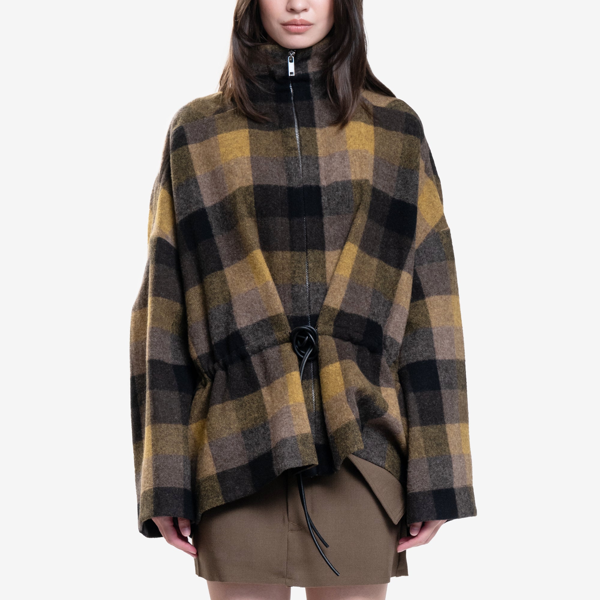 Rick Owens Womens Sail Jacket Honey Plaid - 1