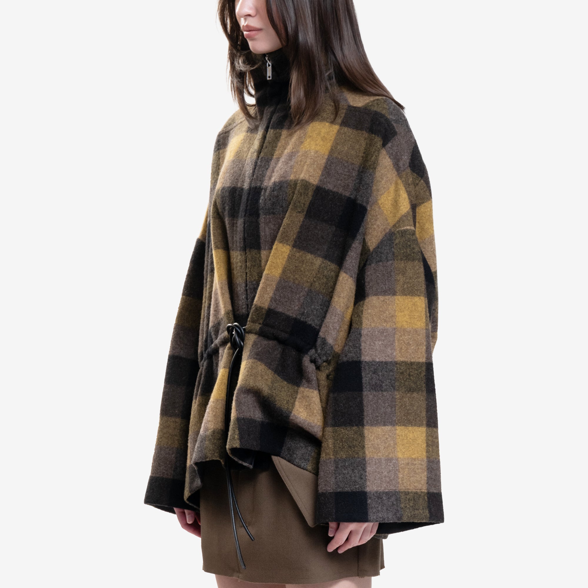 Rick Owens Womens Sail Jacket Honey Plaid - 3