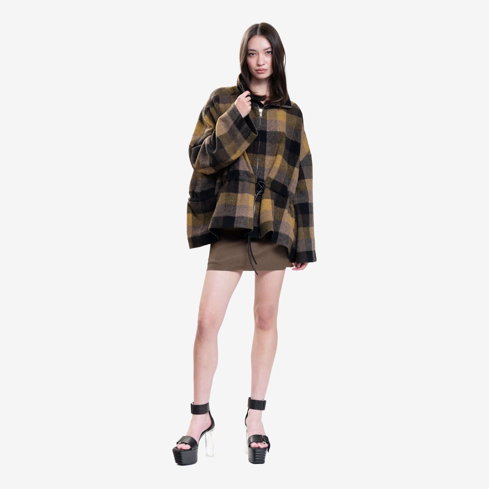 Rick Owens Womens Sail Jacket Honey Plaid - 2