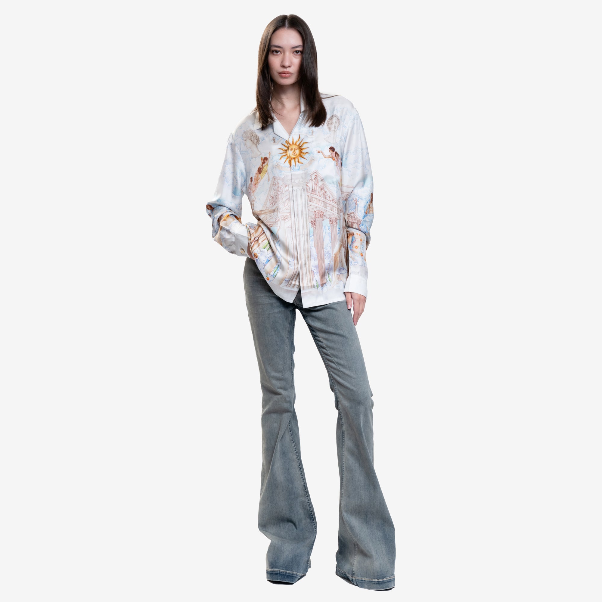 Casablanca Le Temple du Savoir Silk Shirt White - 2