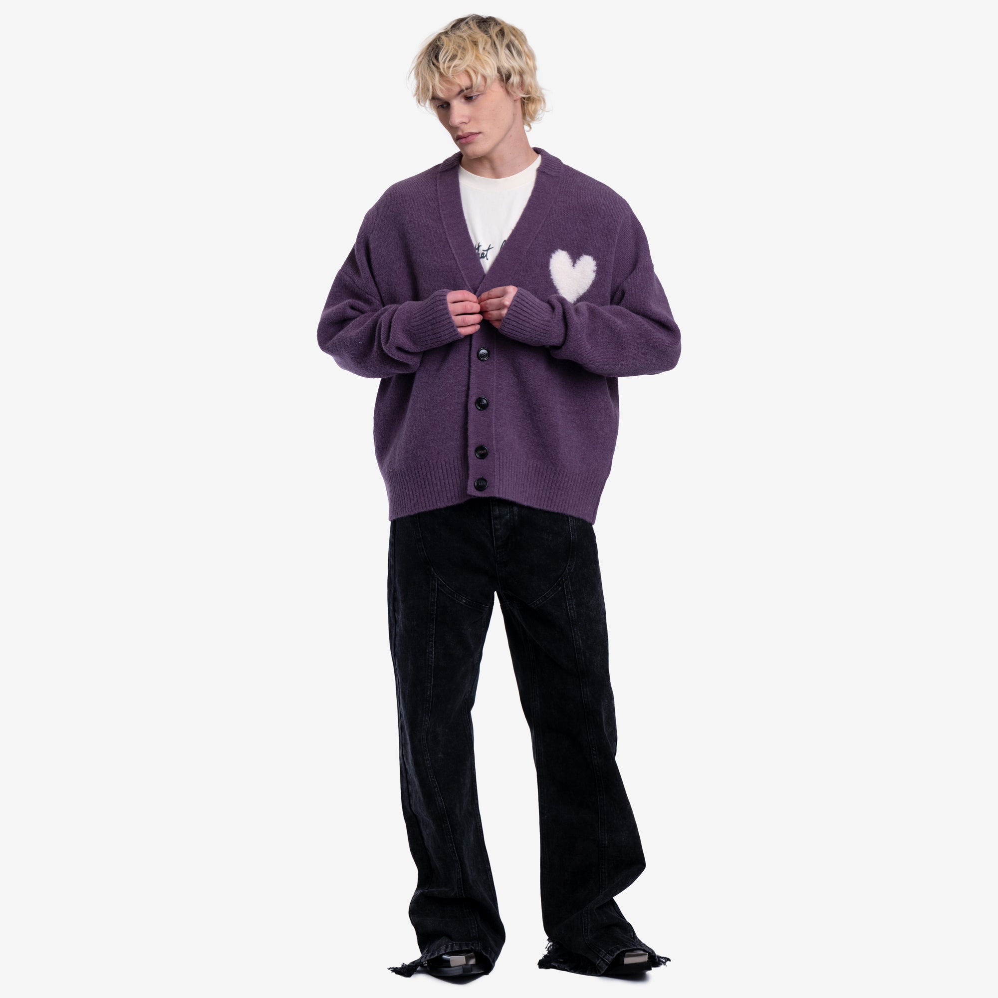 AMI Off White ADC Cardigan Lilac - 2