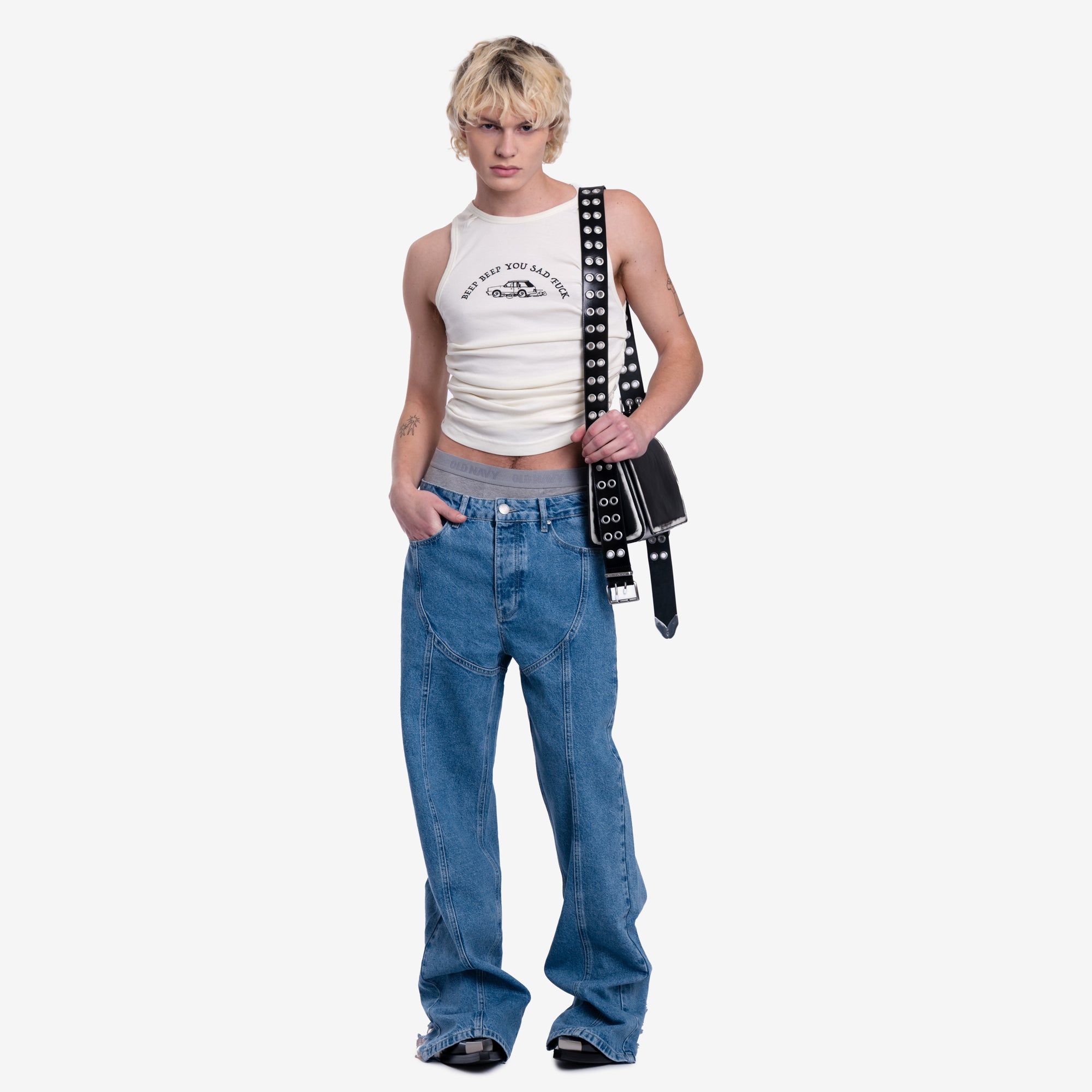 Achilles Ion Gabriel Tie Wrinkle Tank Top Off White - 2