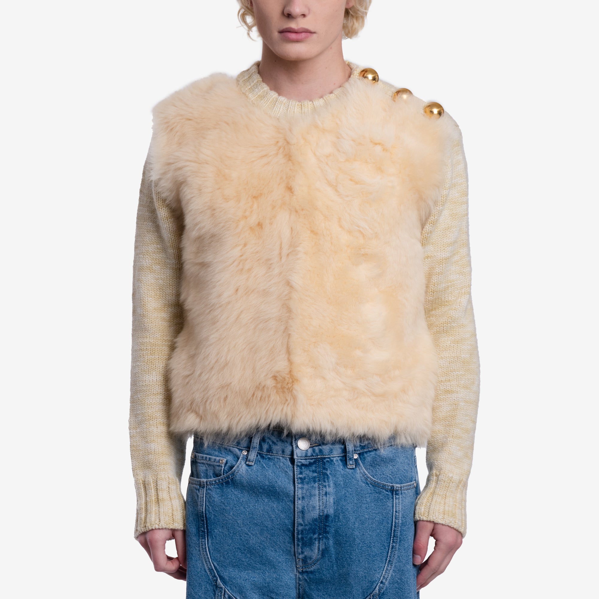 AMI Chunky Wool Sweater Light Sand - 1