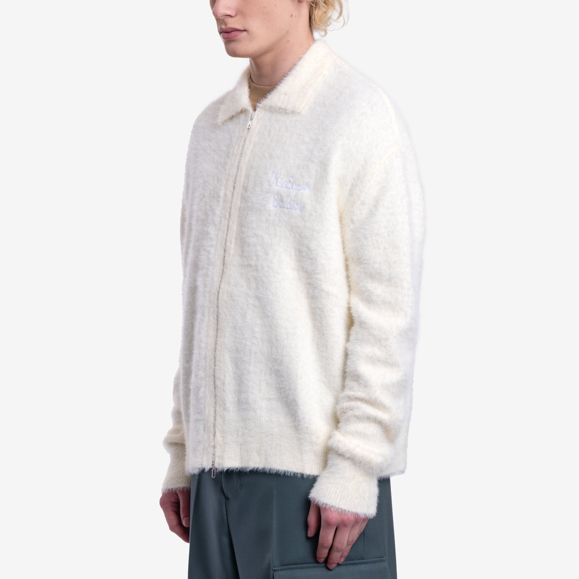 KidSuper Fuzzy Zip Sweater Cream - 3