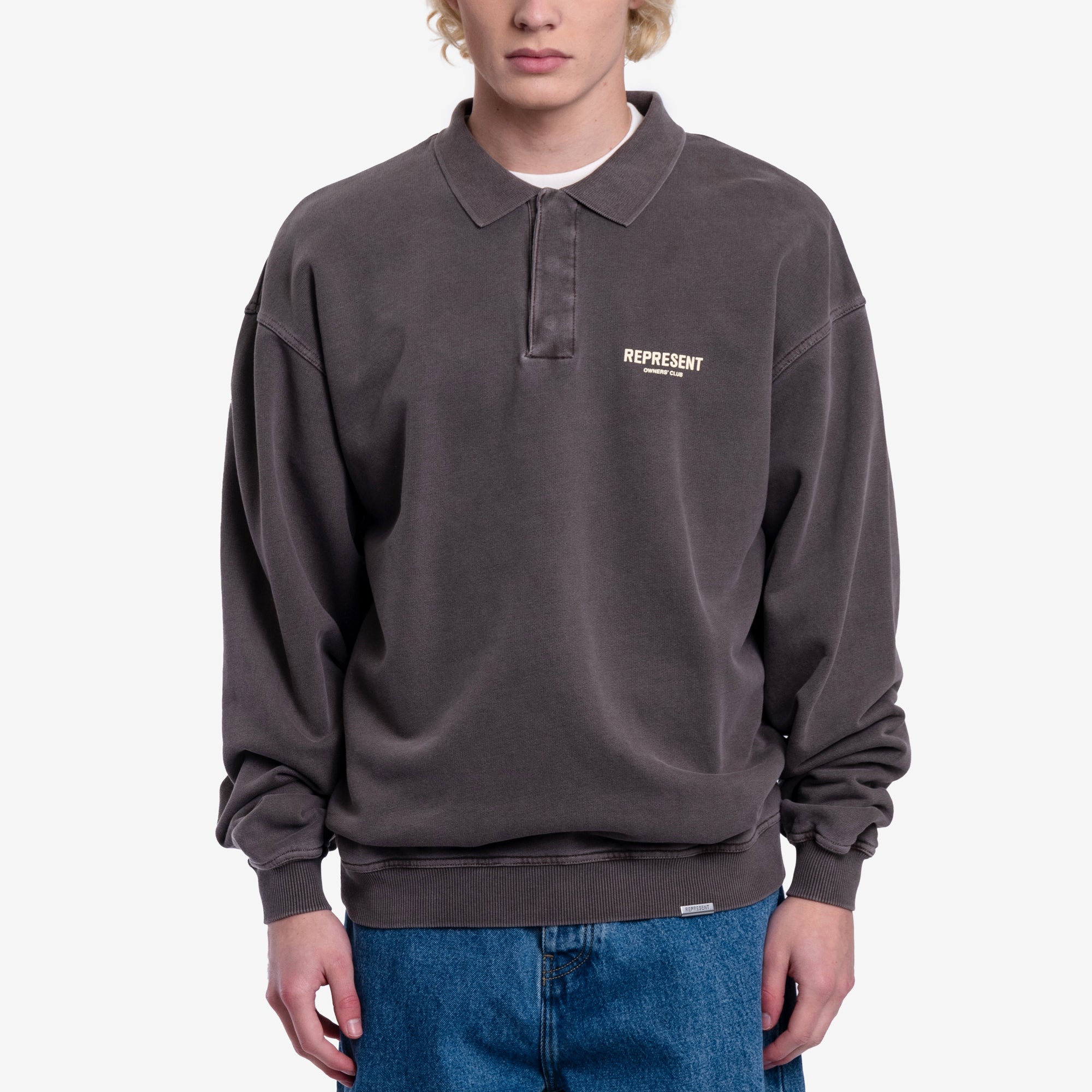 Represent Owners Club LS Polo Sweater Fog - 1