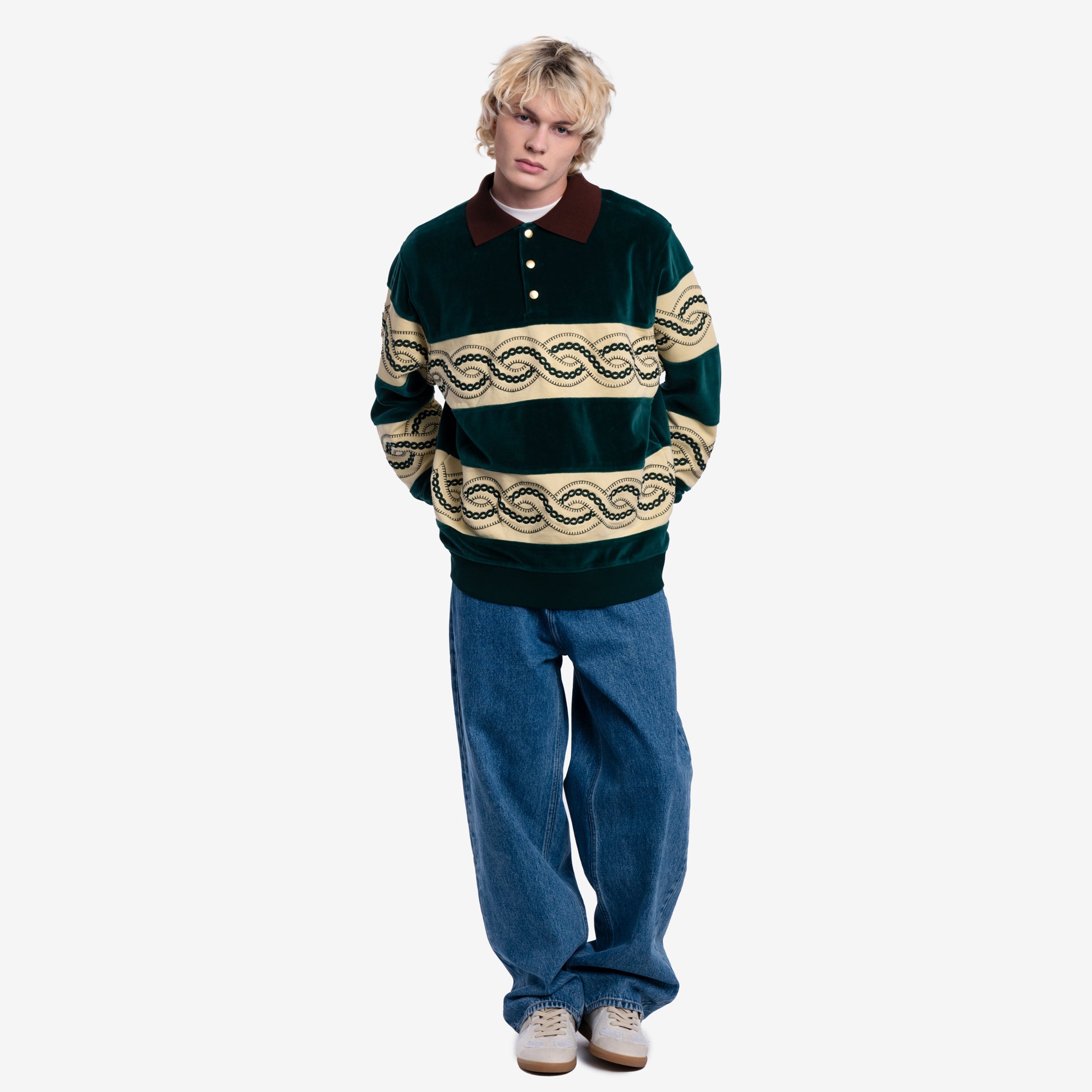 Drôle de Monsieur Le Polo Sweat Tresse Dark Green - 2