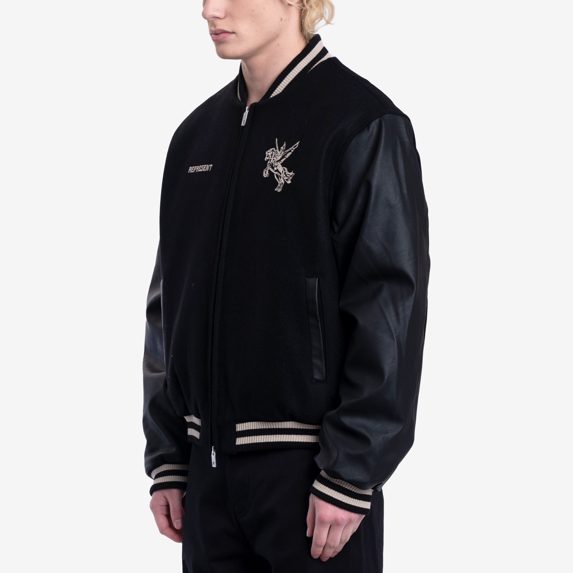 Represent Mascot Wool Varsity Jacket Jet Black - 3