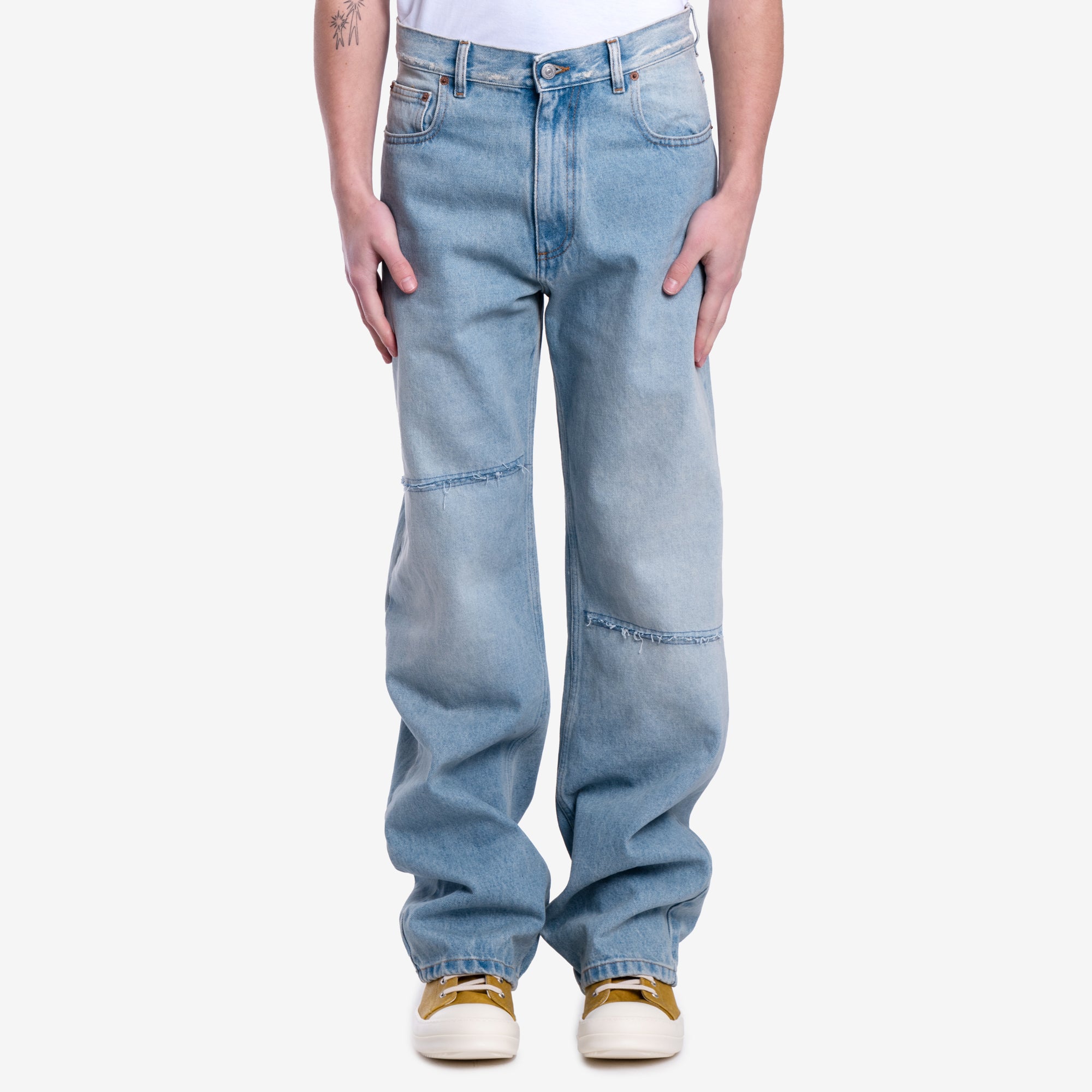 MM6 Repaired 5 Pocket Jeans Light Blue - 1