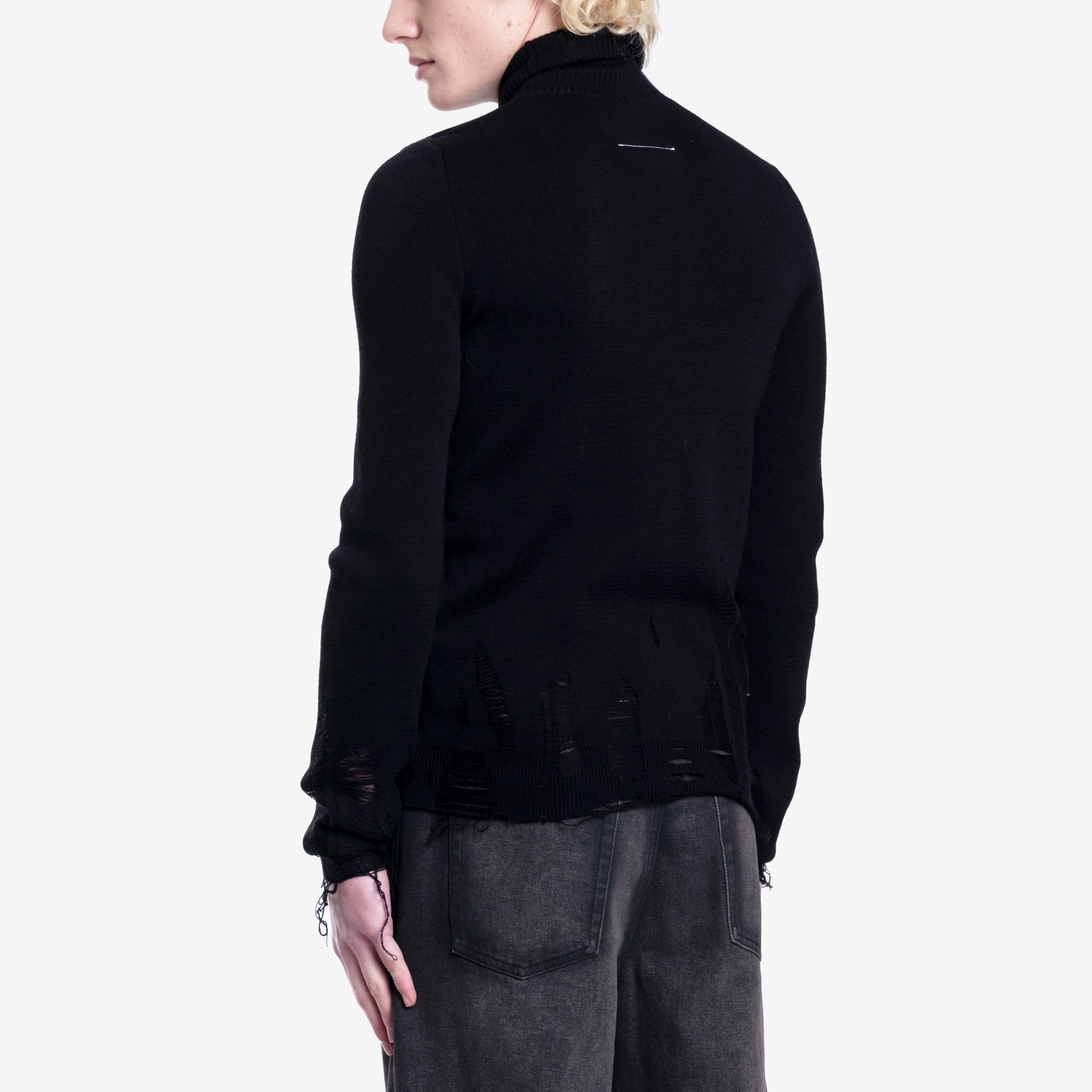 MM6 Destroyed Turtleneck Sweater Black - 4