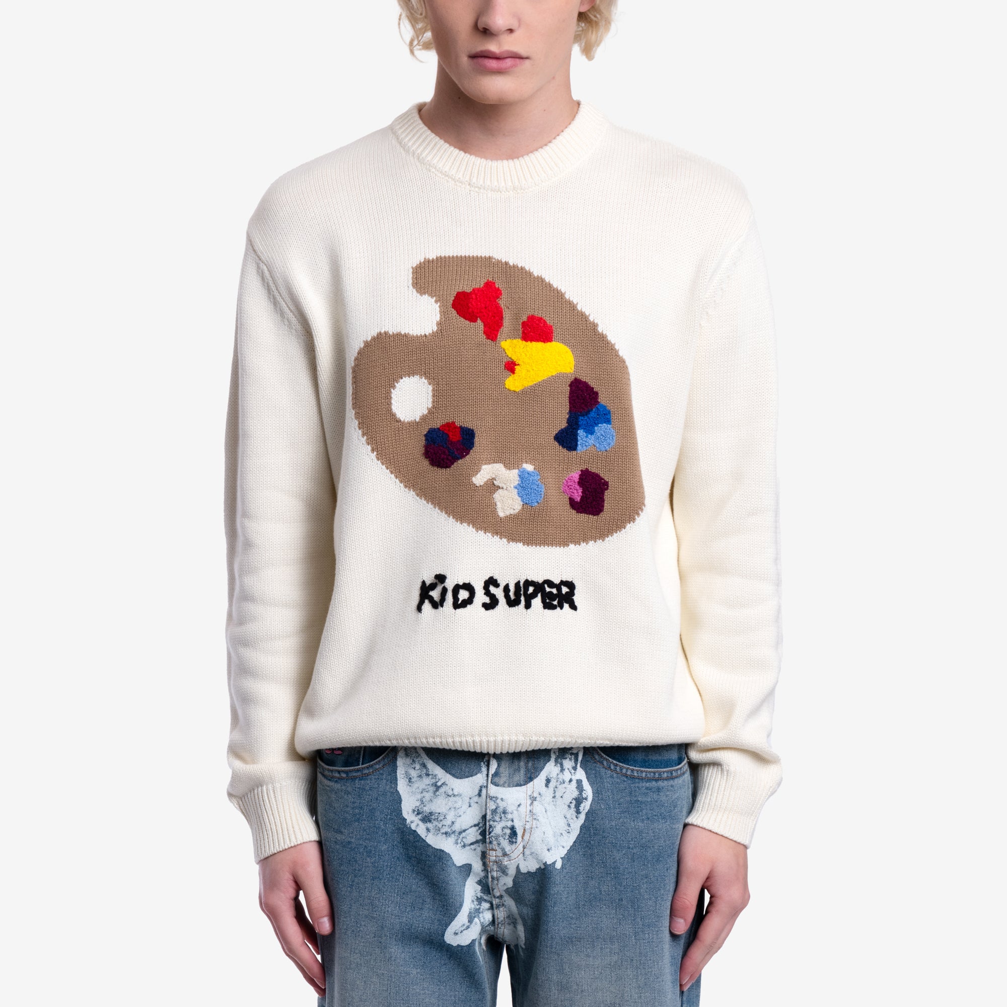 KidSuper Paint Palette Sweater Natural - 1