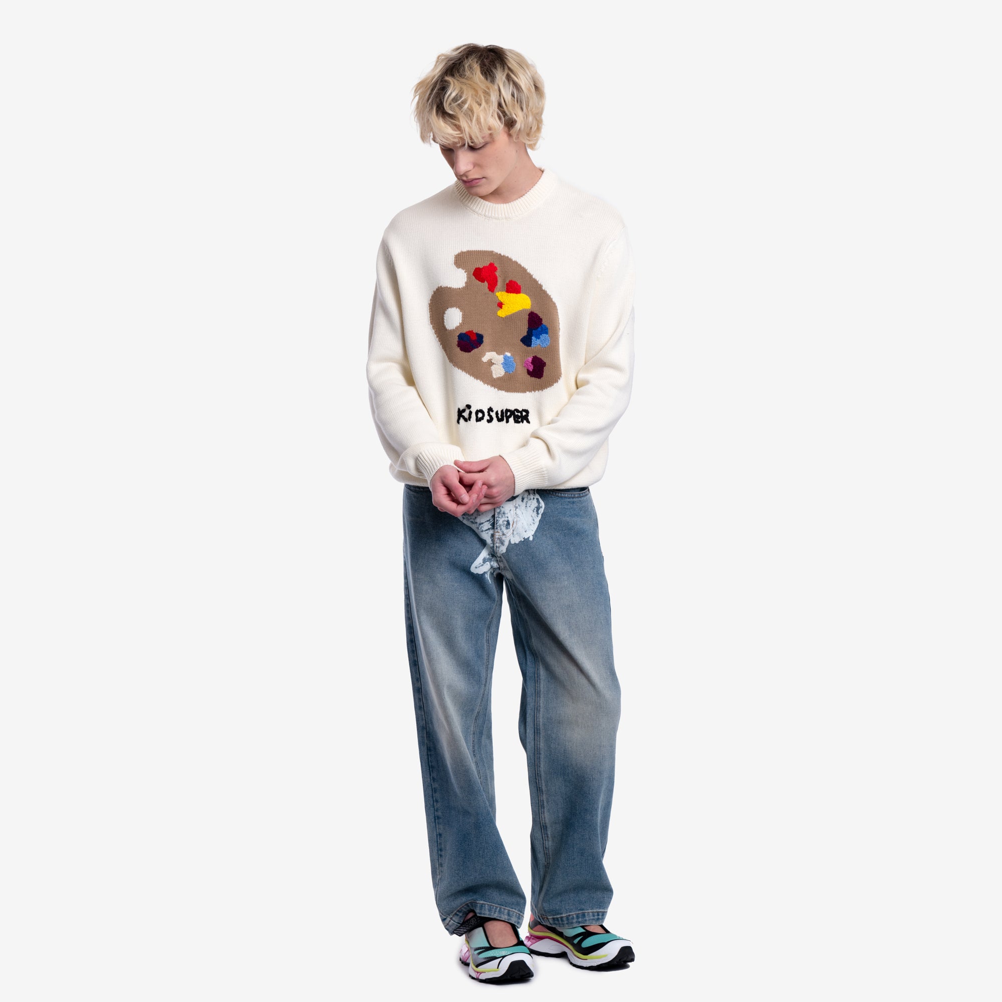 KidSuper Paint Palette Sweater Natural - 5