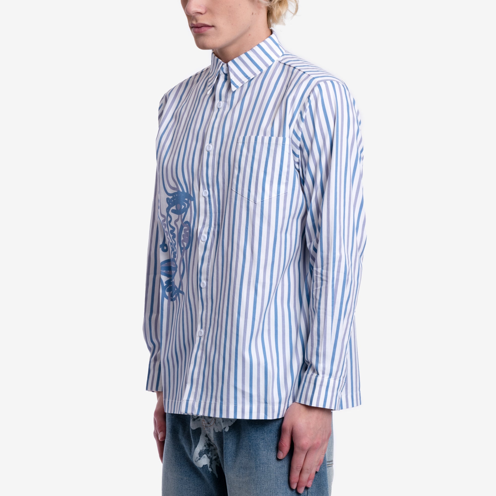 KidSuper Striped Face Shirt White - 3