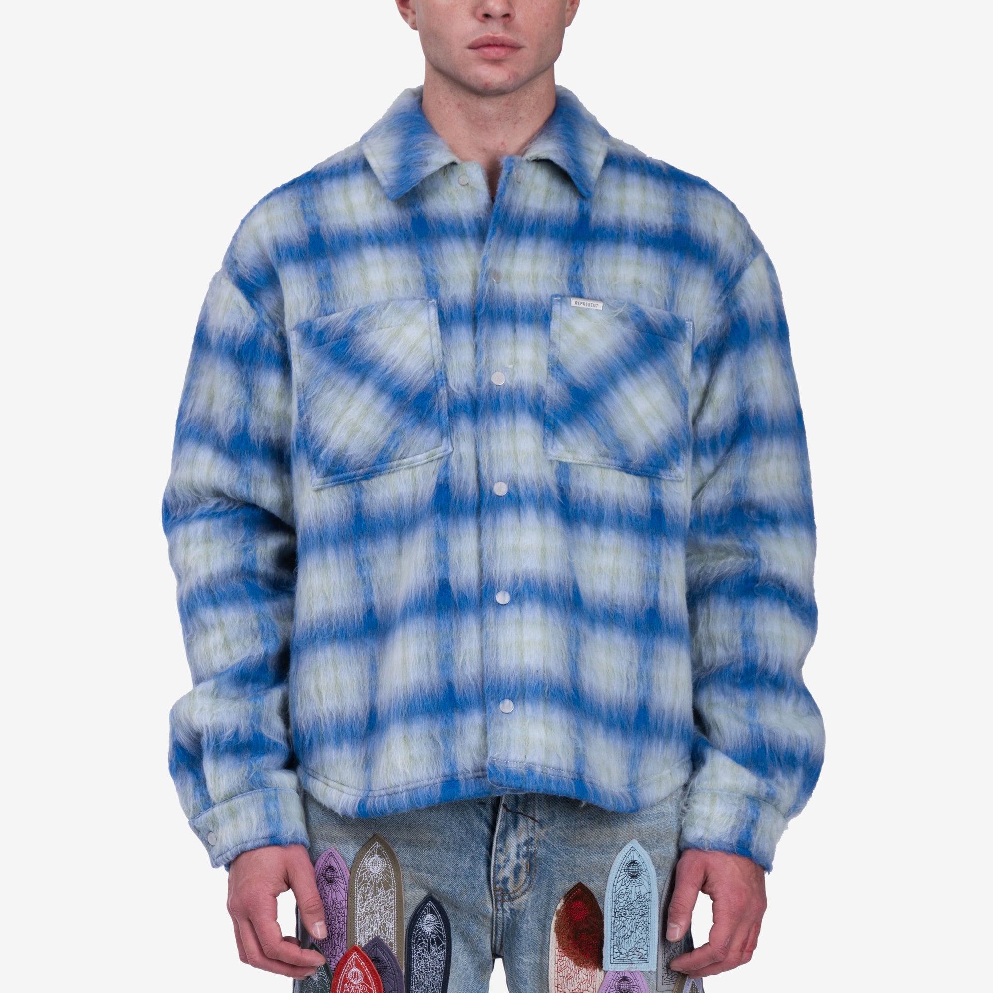 Represent Textured Overshirt Electric Blue - 1