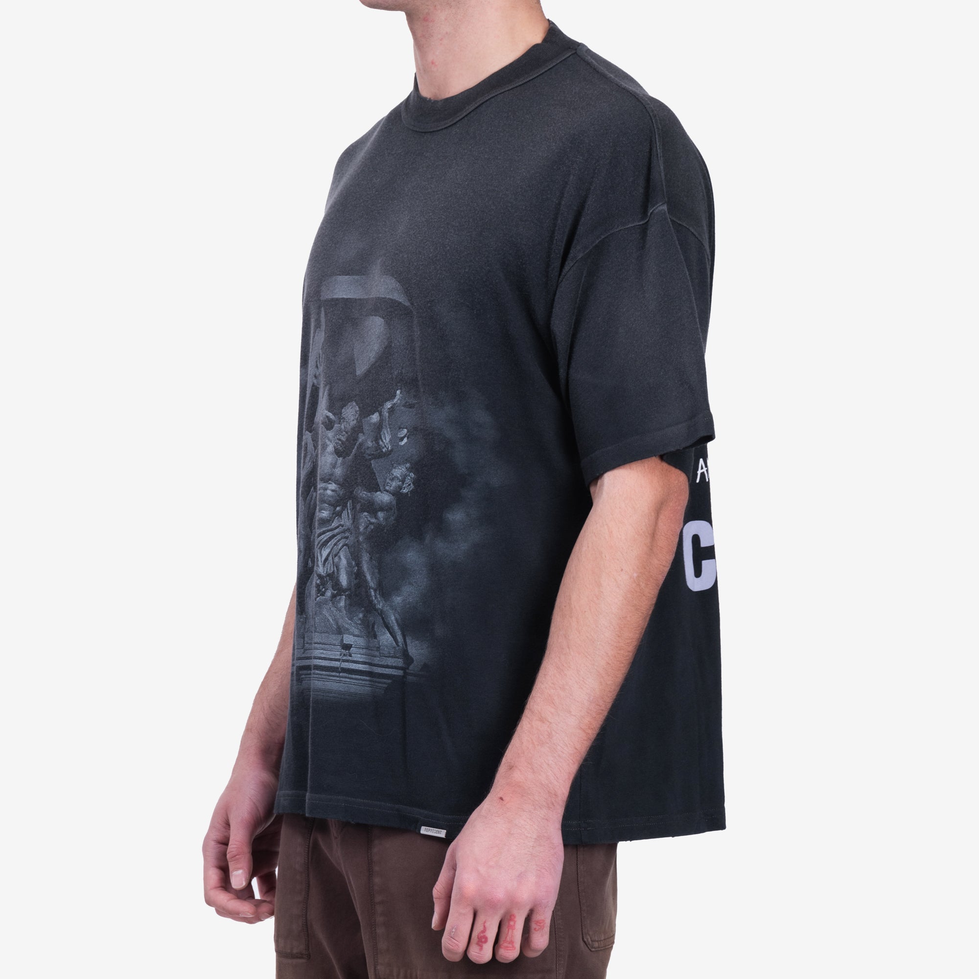 Represent Atlas T-Shirt Stained Black - 3