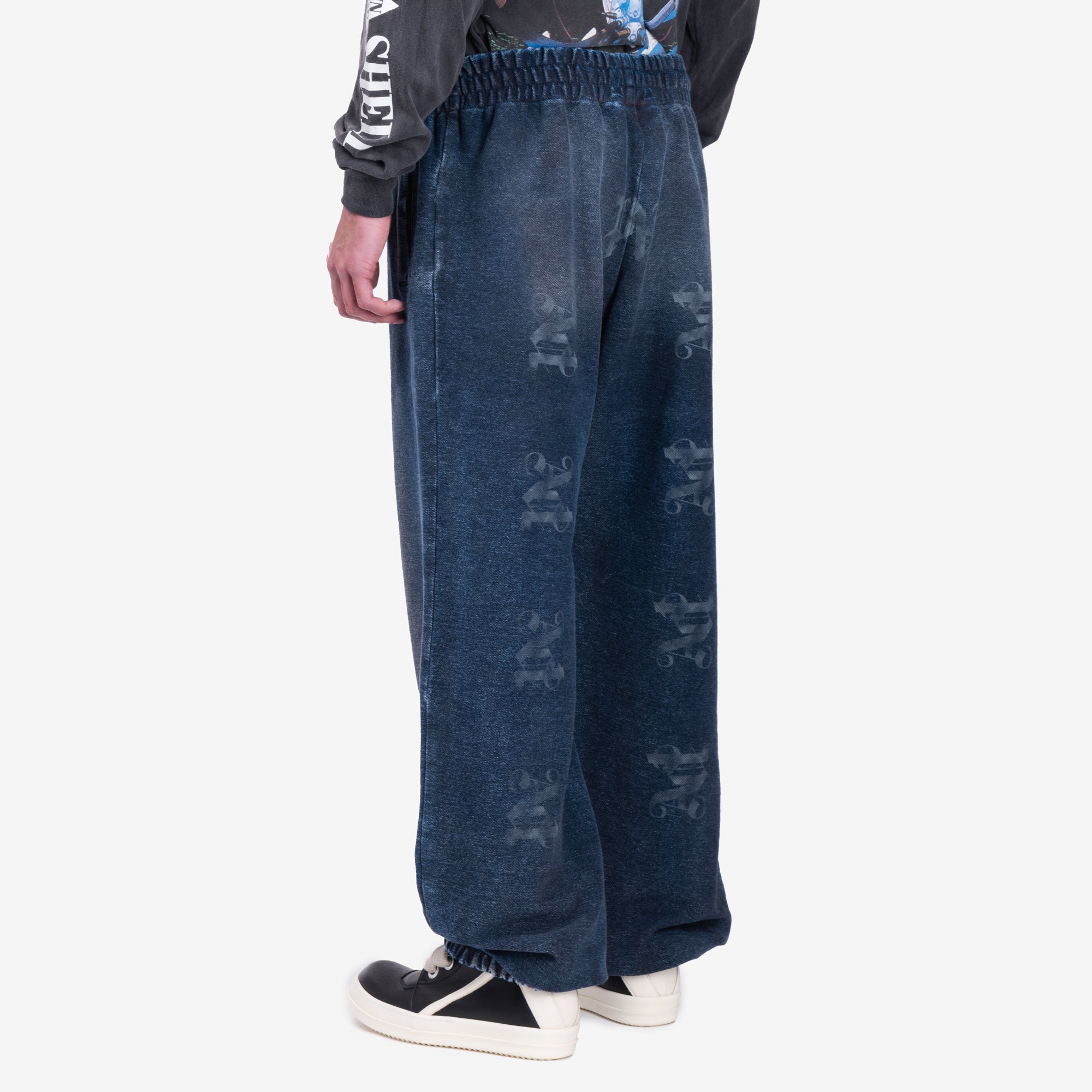 Palm Angels Monogram Washed Sweatpants Black - 4