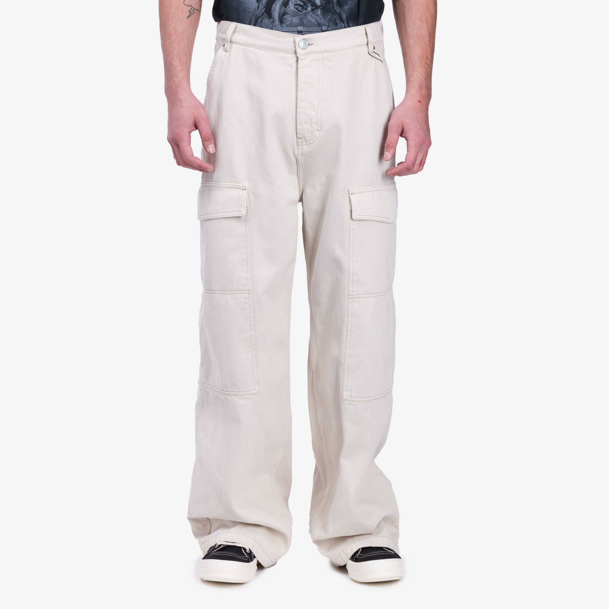 AMI Worker Baggy Jeans Off White - 1