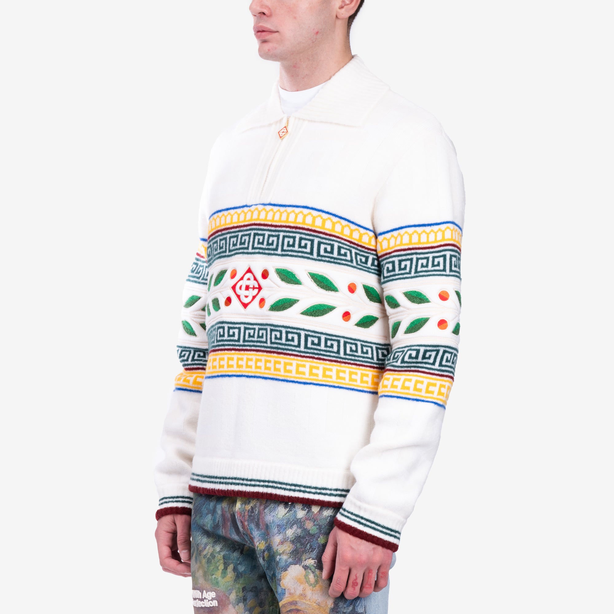 Casablanca Lauriel Olympique Polo Sweater White - 3
