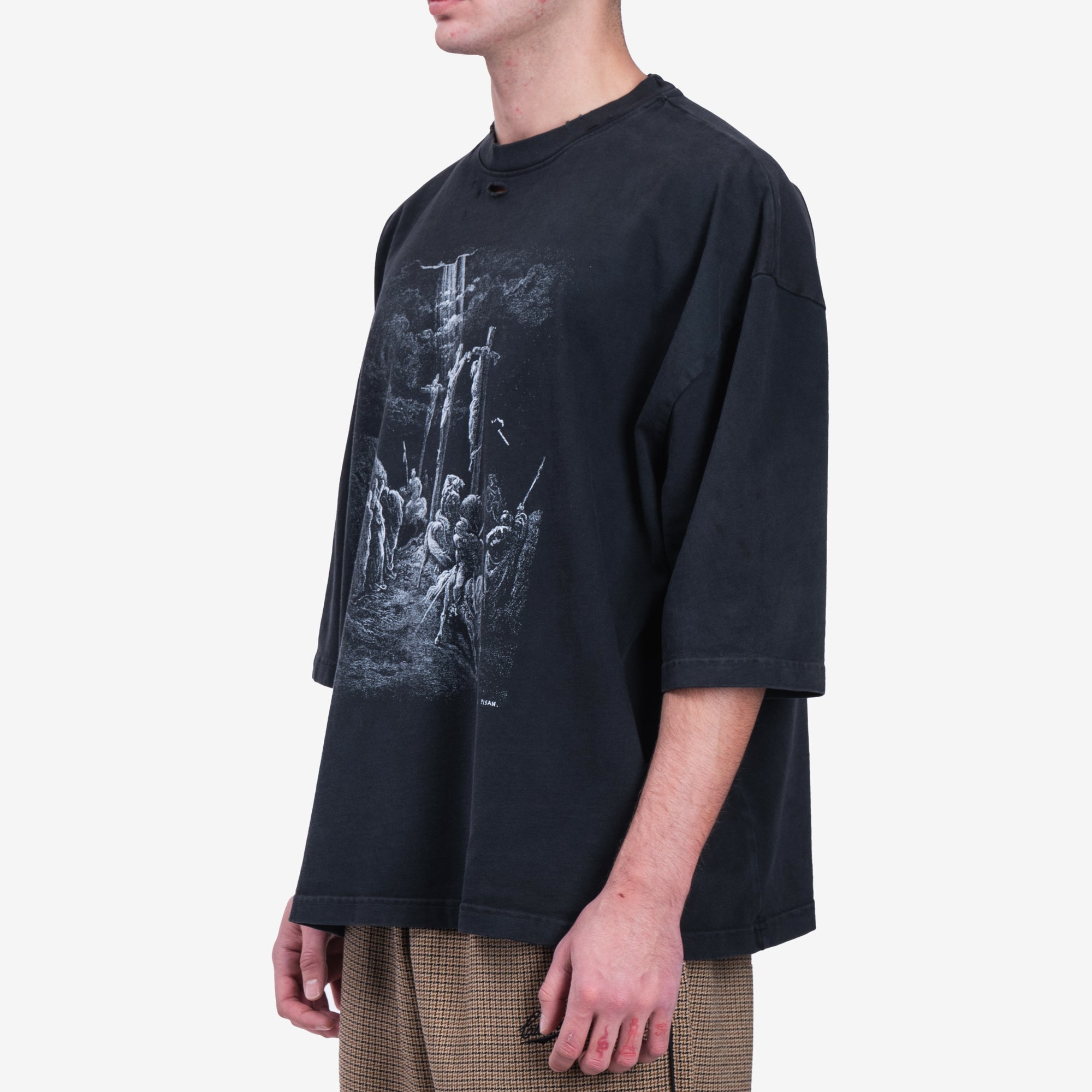 Willy Chavarria Crucifixion Buffalo T-Shirt Washed Black - 3