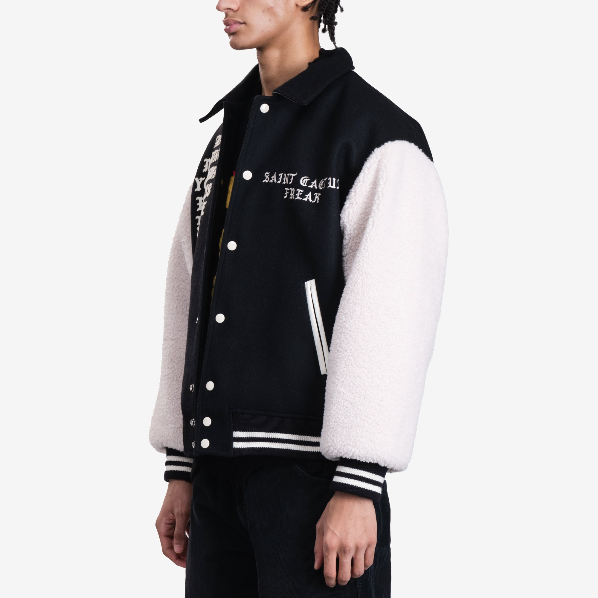 Saint Mxxxxxx CPFM Smile Varsity Jacket Black - 3