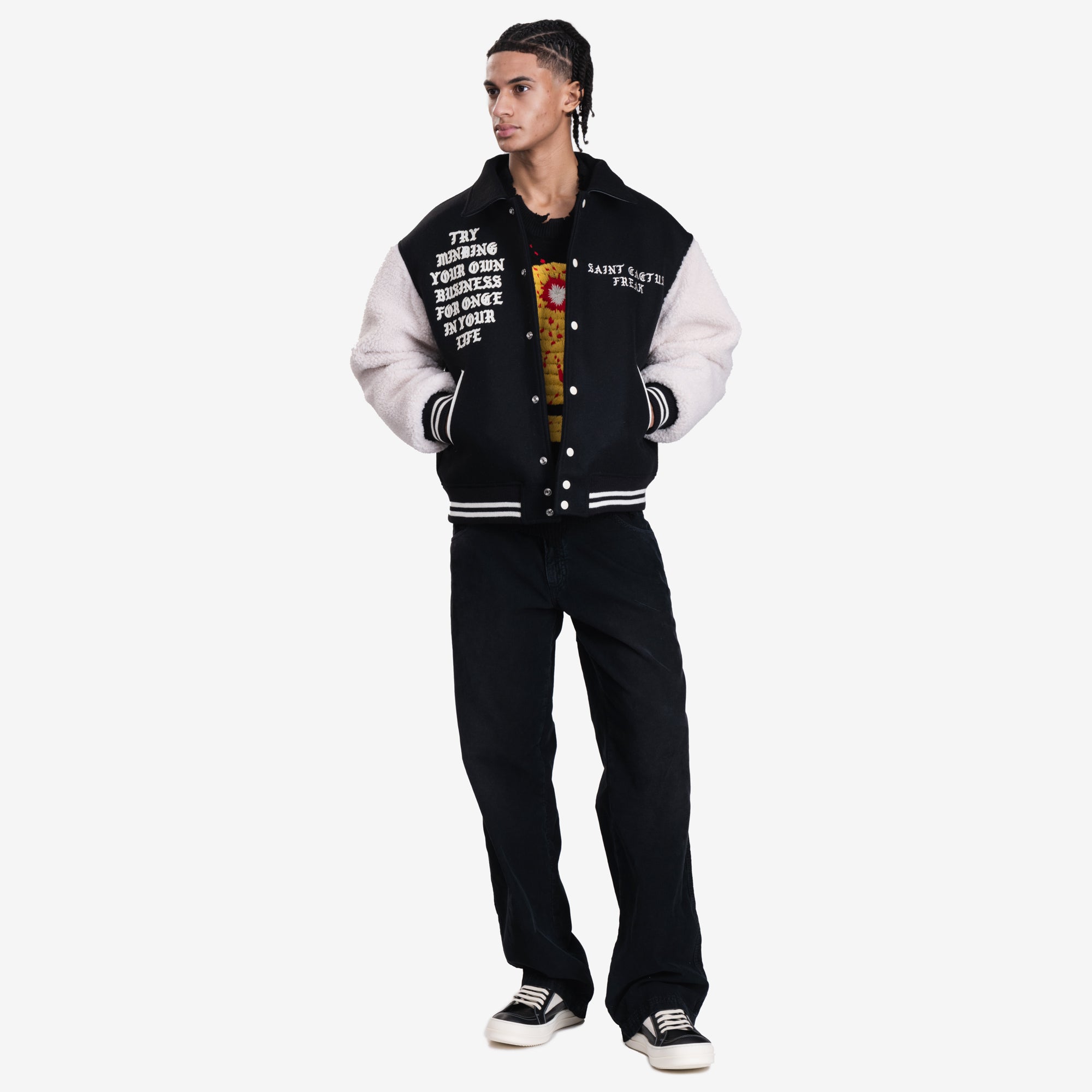 Saint Mxxxxxx CPFM Smile Varsity Jacket Black - 2