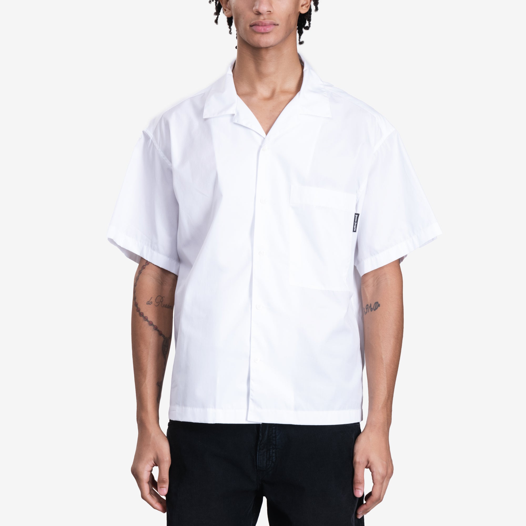 Palm Angels Curved Logo SS Shirt White - 1