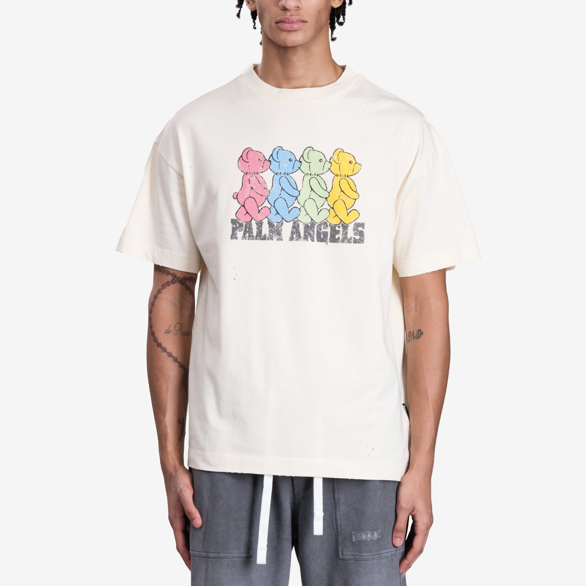 Palm Angels Crossroads Bear T-Shirt Ivory - 1