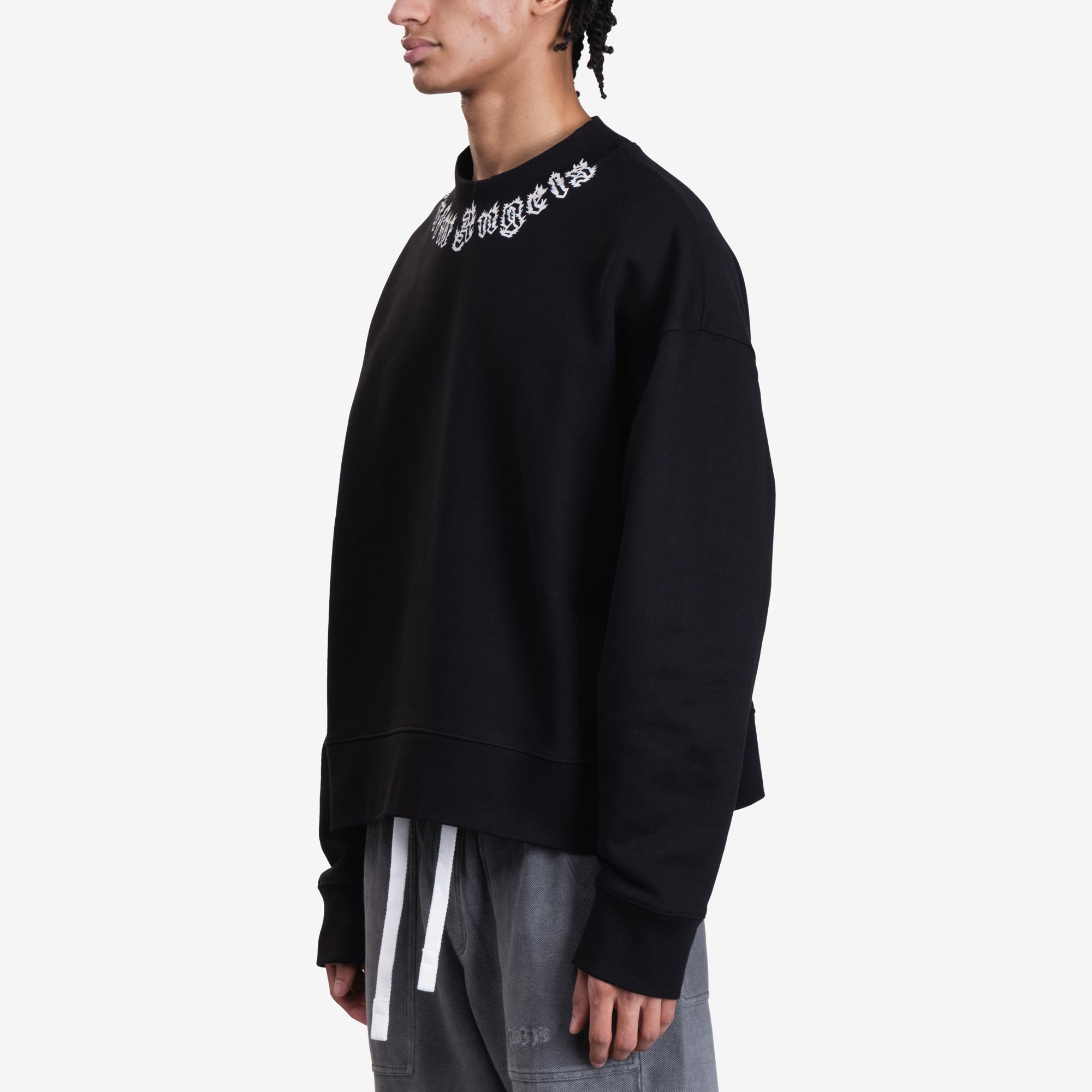 Palm Angels Neck Logo Sweatshirt Black - 3