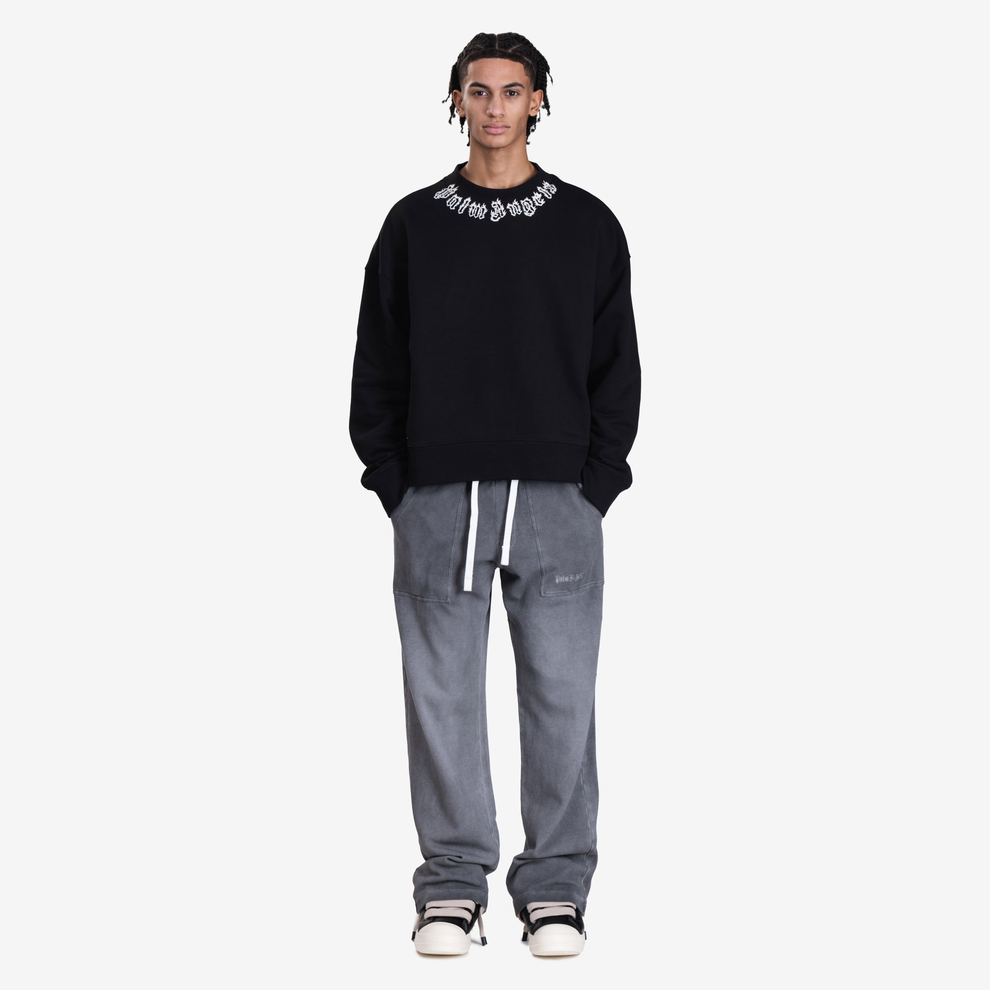 Palm Angels Neck Logo Sweatshirt Black - 2