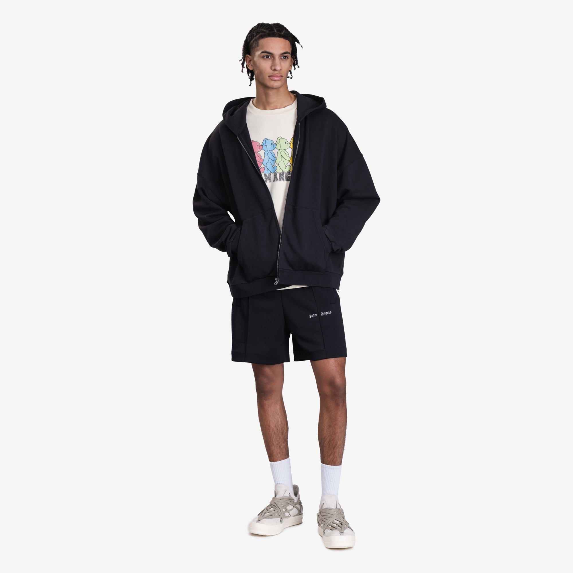Palm Angels Curved Logo Zip Hoody Black - 2