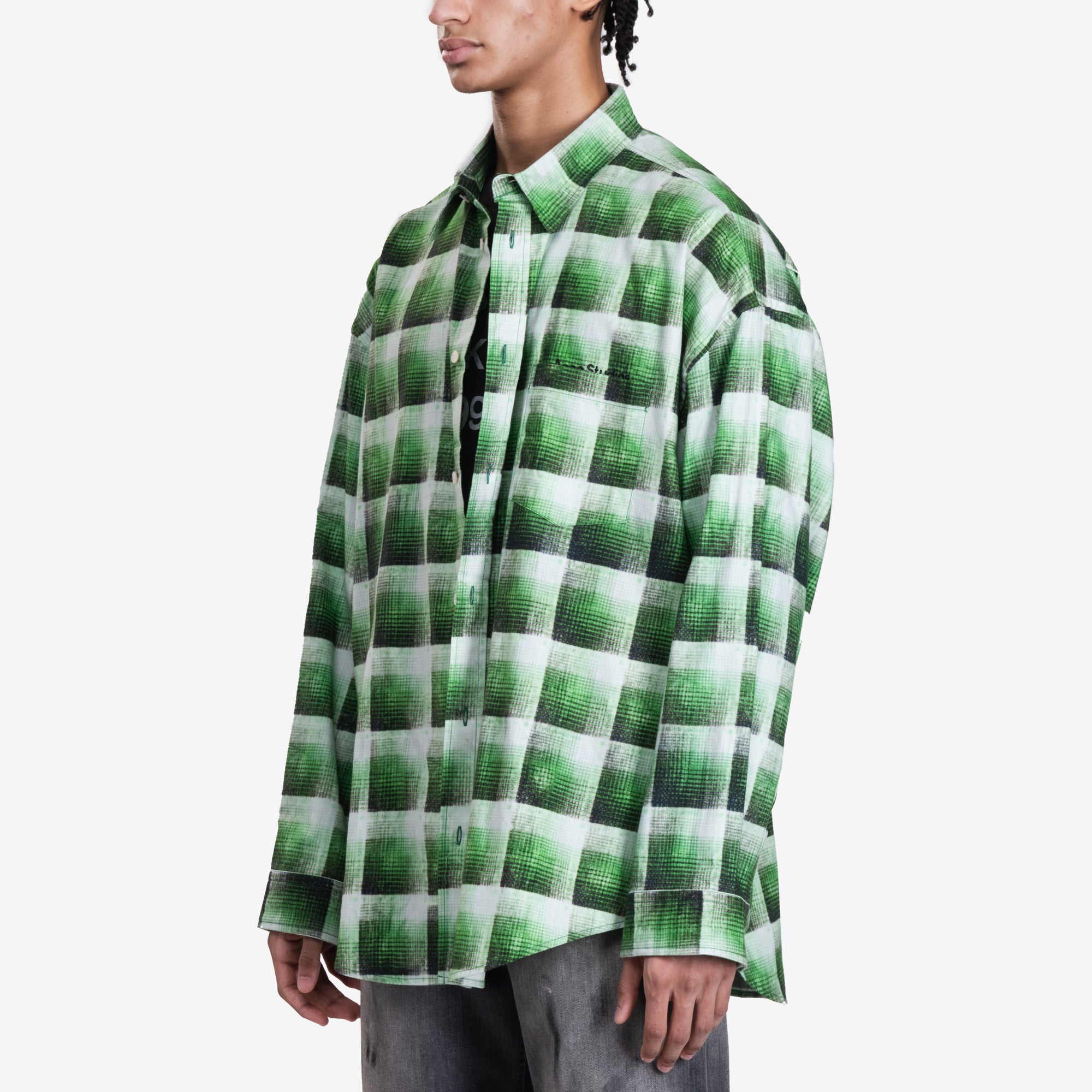 Acne Studios Plaid Overshirt Green - 3